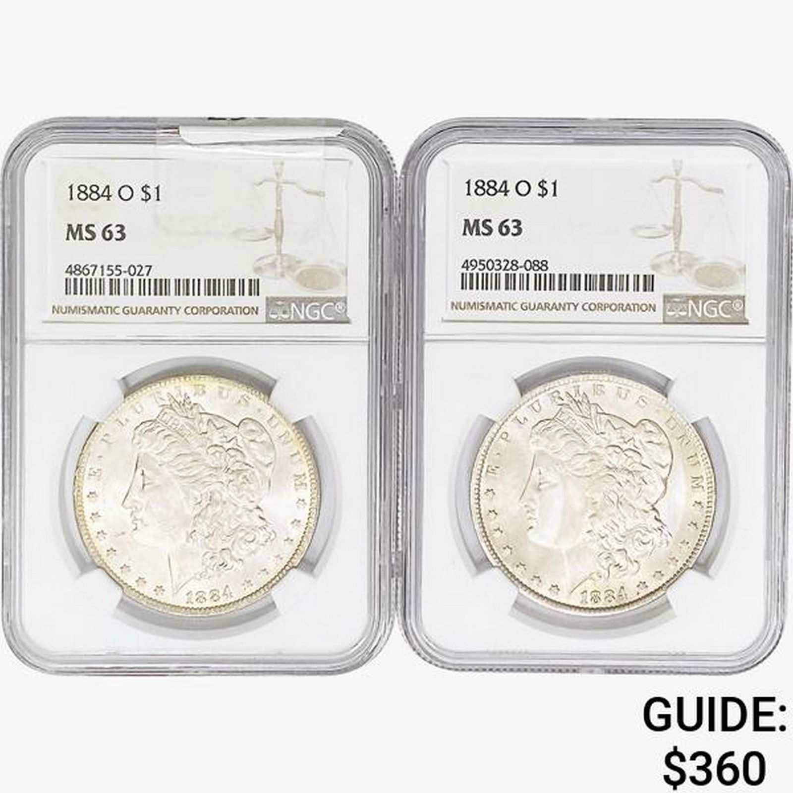 1884-O [2] Morgan Silver Dollar NGC MS63 (1 of 2)