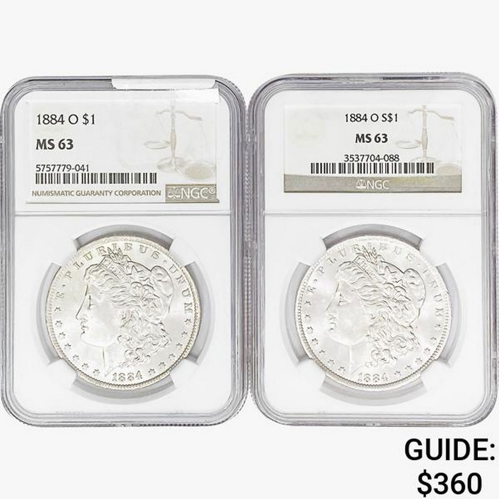 1884-O [2] Morgan Silver Dollar NGC MS63 (1 of 2)