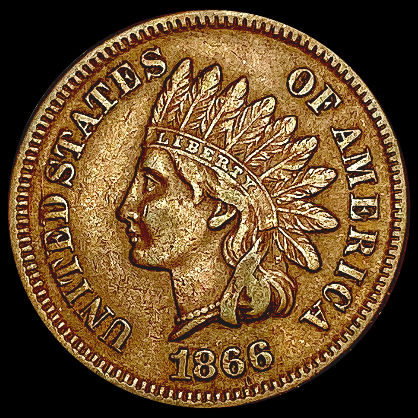 1866 Indian Head Cent CLOSELY UNCIRCULATED (1 of 2)