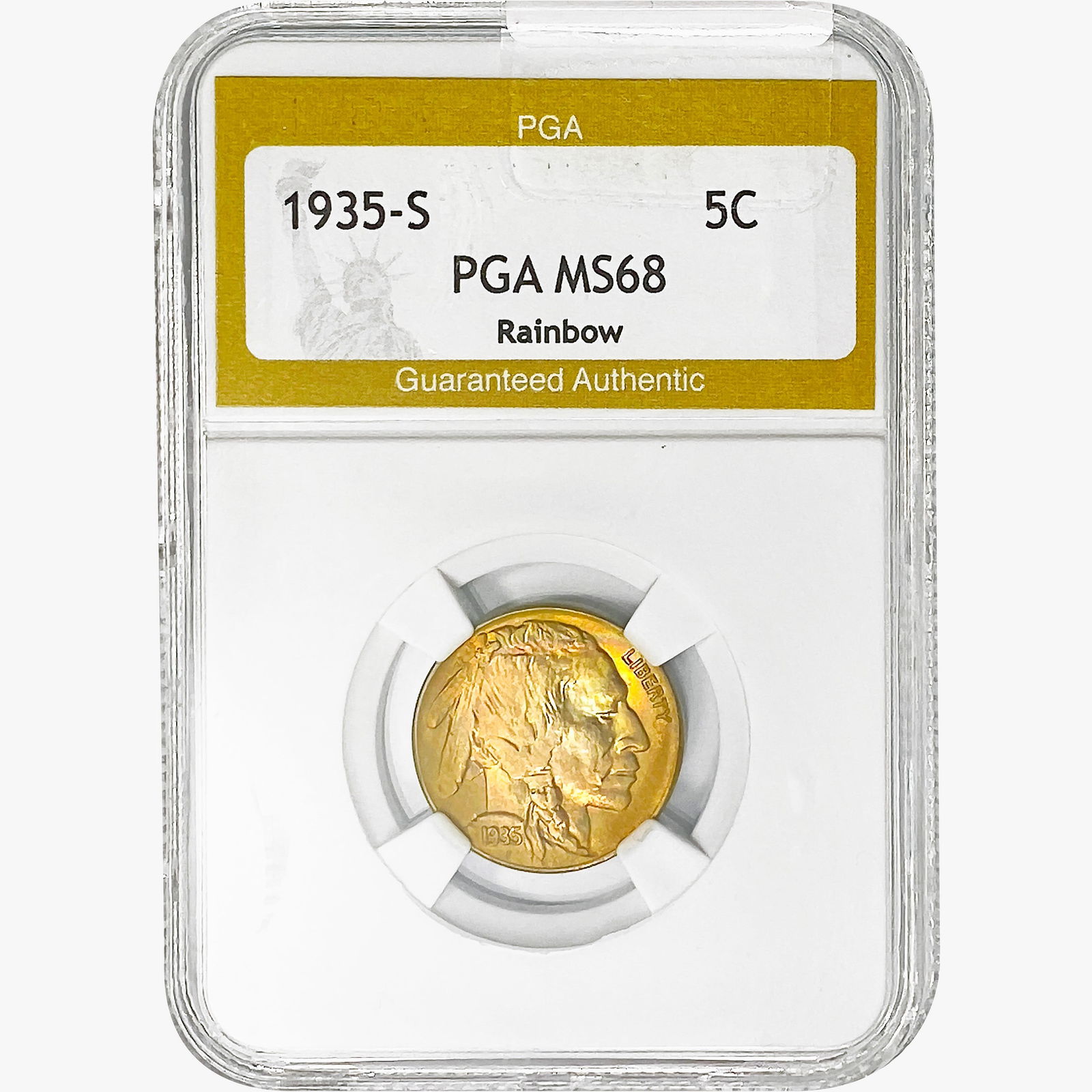 1935-S Buffalo Nickel PGA MS68 Rainbow (1 of 2)