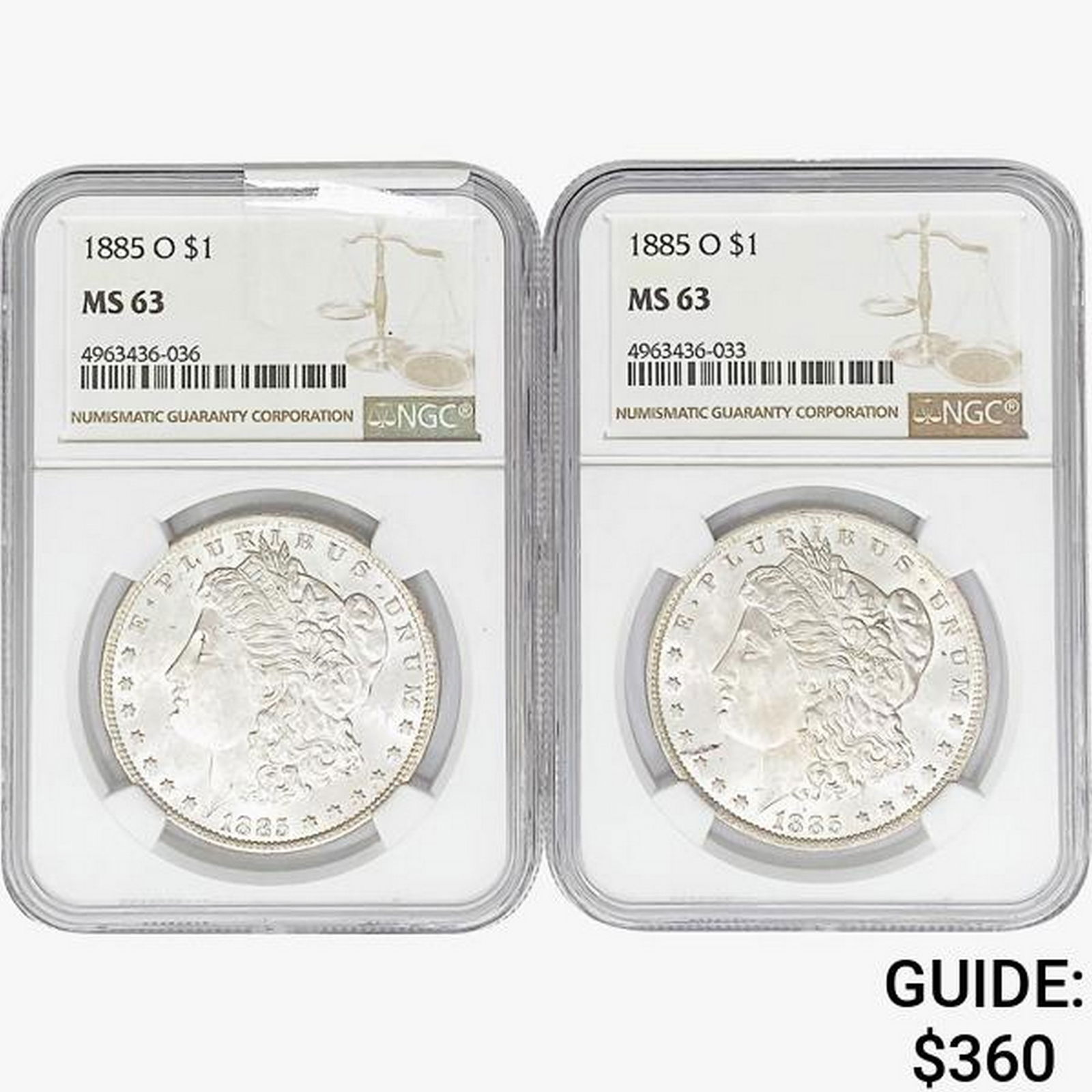 1885-O [2] Morgan Silver Dollar NGC MS63 (1 of 2)