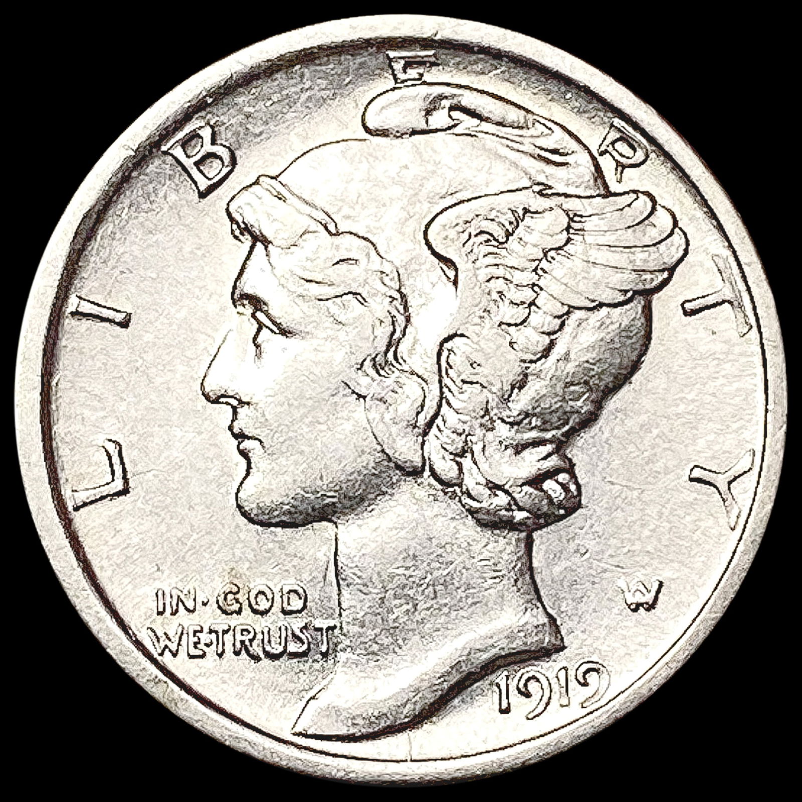 1919-D Mercury Dime CLOSELY UNCIRCULATED (1 of 2)