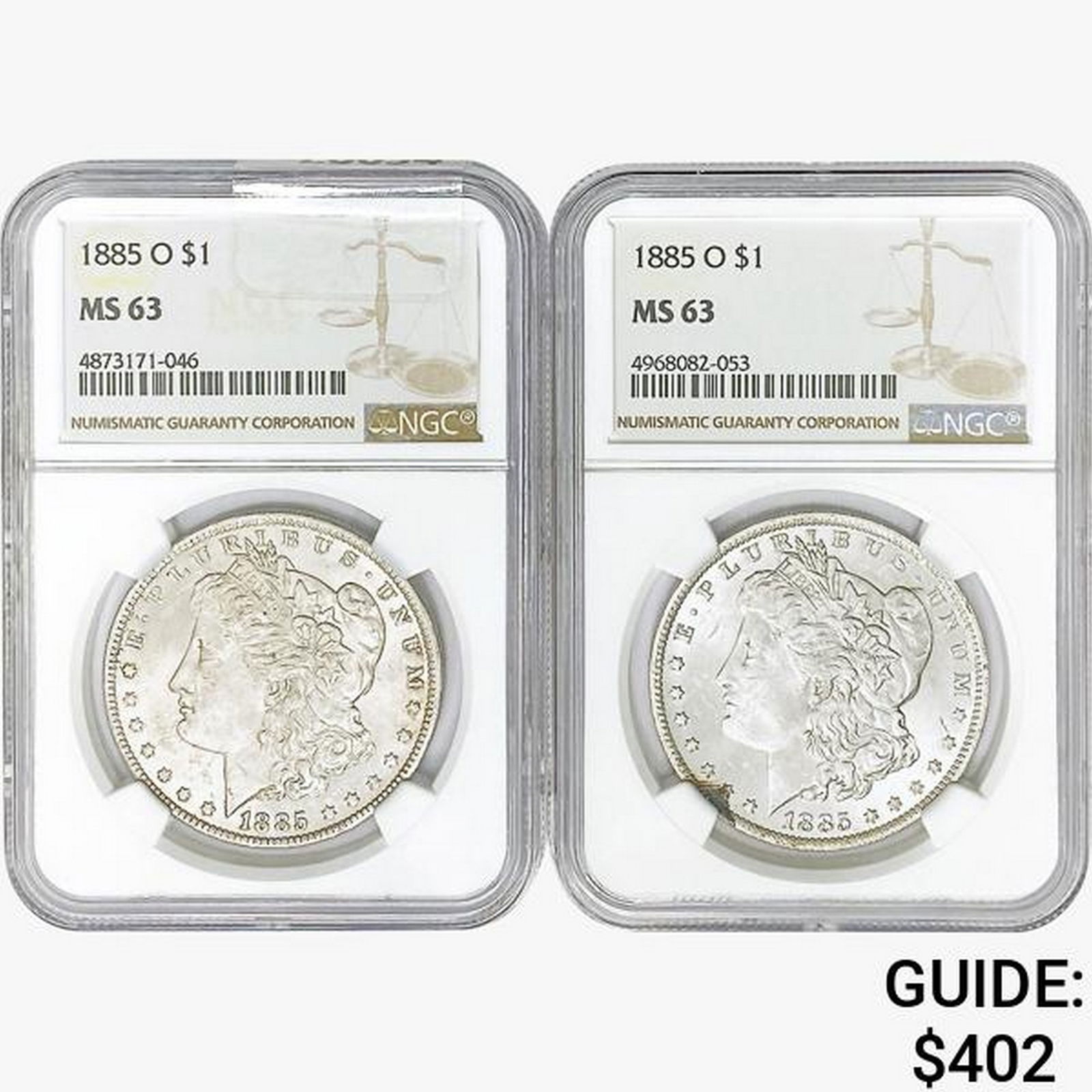 [2] 1885-O Morgan Silver Dollars NGC MS63 (1 of 2)