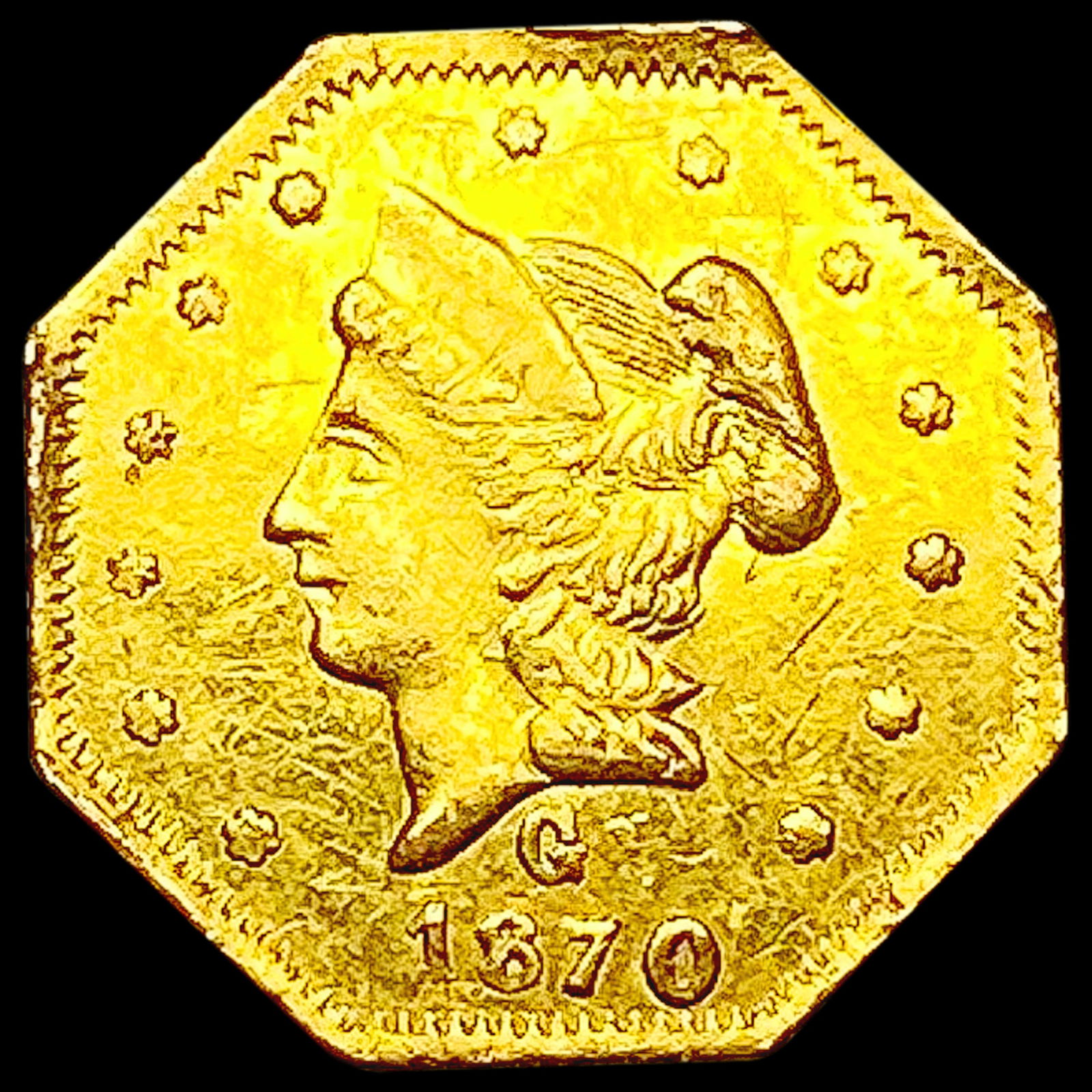 1870 Octagonal California Gold Half Dollar CHOICE AU (1 of 2)