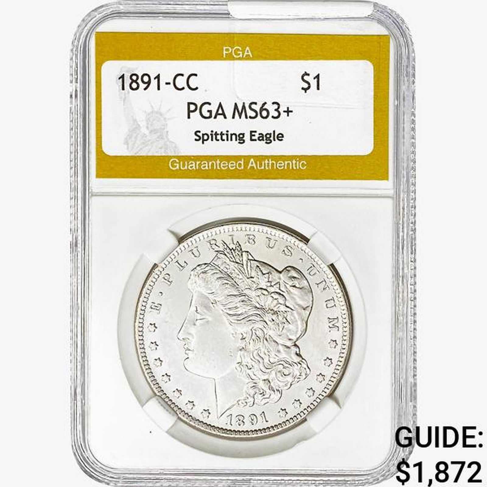 1891-CC Morgan Silver Dollar PGA MS63+ Spitting Ea (1 of 2)