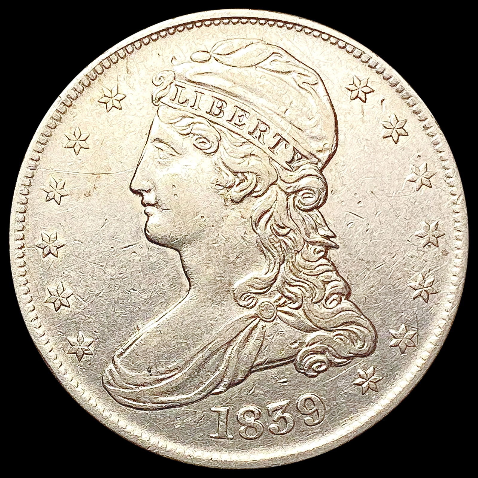 1839 Capped Bust Half Dollar CLOSELY UNCIRCULATED (1 of 2)