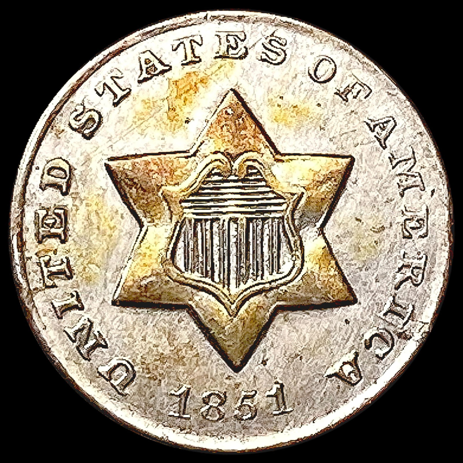 1851-O Silver Three Cent UNCIRCULATED (1 of 2)