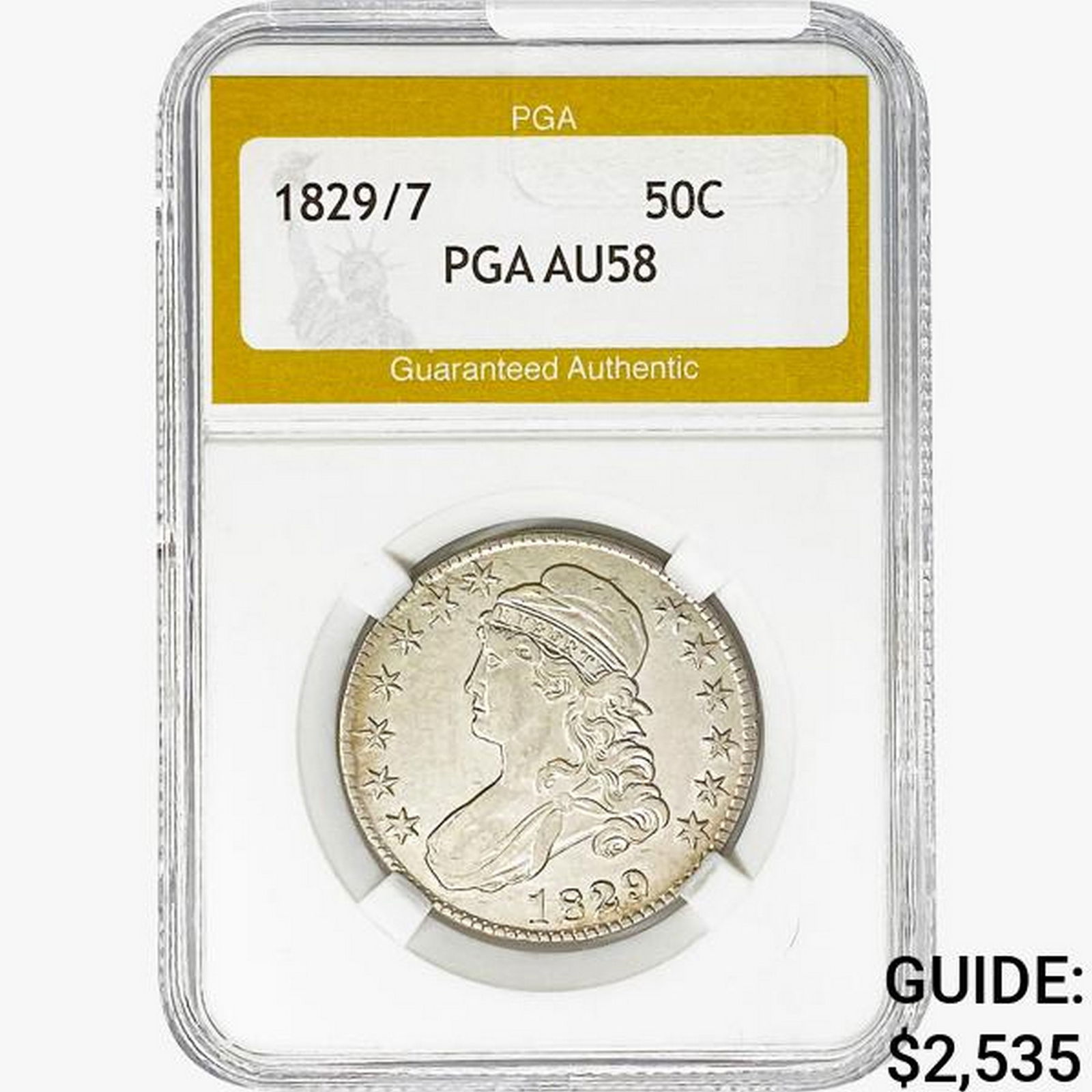 1829/7 Capped Bust Half Dollar PGA AU58 (1 of 2)
