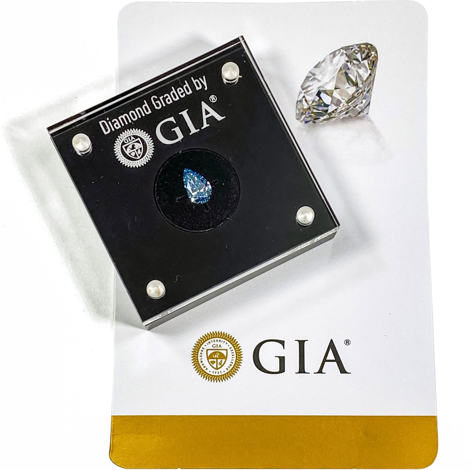 Loose 1.15 CT Natural Diamond, Pear cut, VS1-VS2, Fancy Intense Blue (1 of 2)