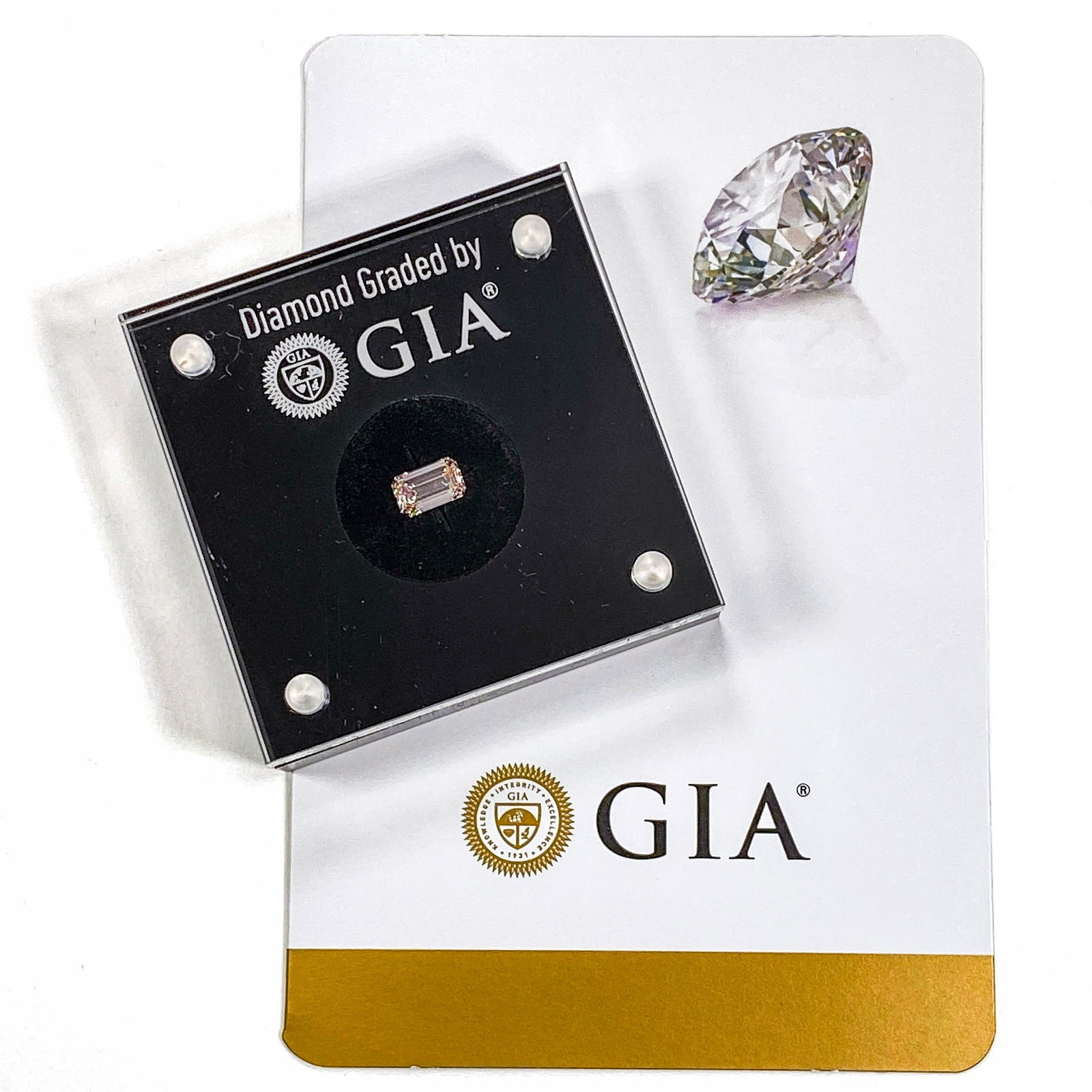 Loose 1.02 CT Natural Diamond, Emerald cut, VS1-VS2, Fancy Pink Color (1 of 2)