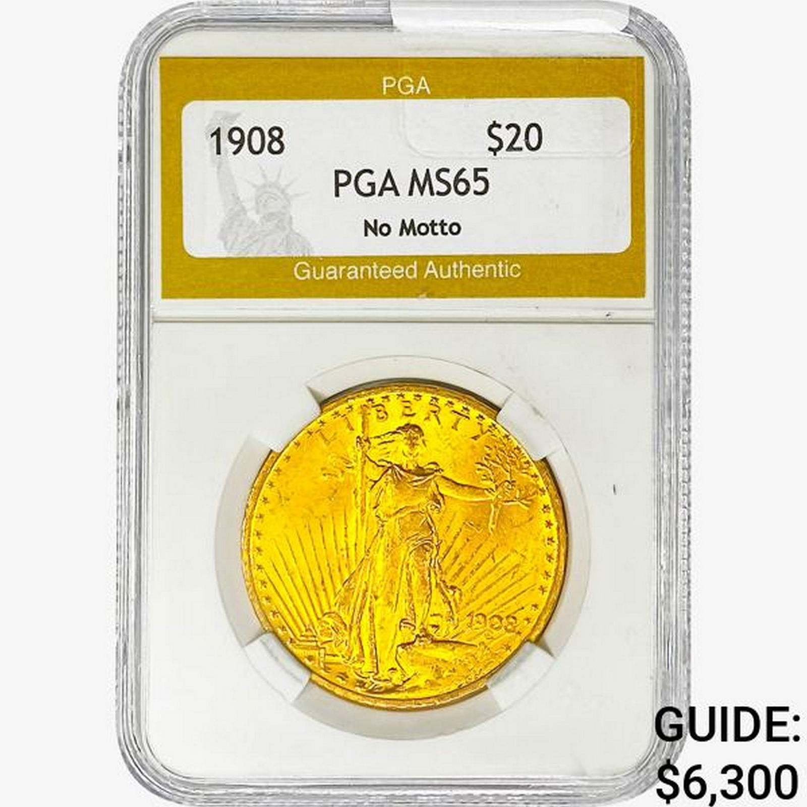 1908 $20 Gold Double Eagle PGA MS65 No Motto (1 of 2)