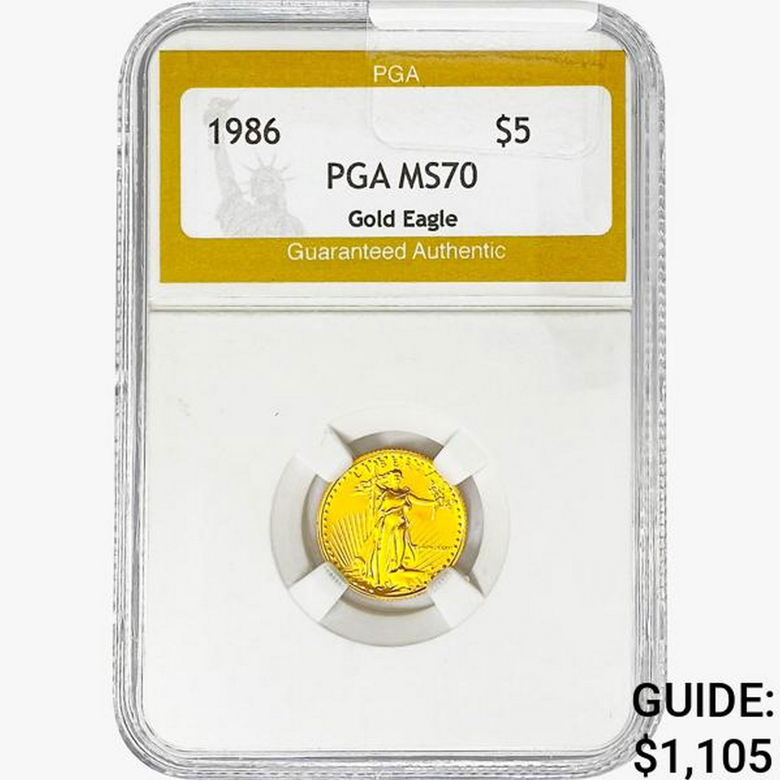 1986 $5 1/10oz Gold Eagle PGA MS70 (1 of 2)