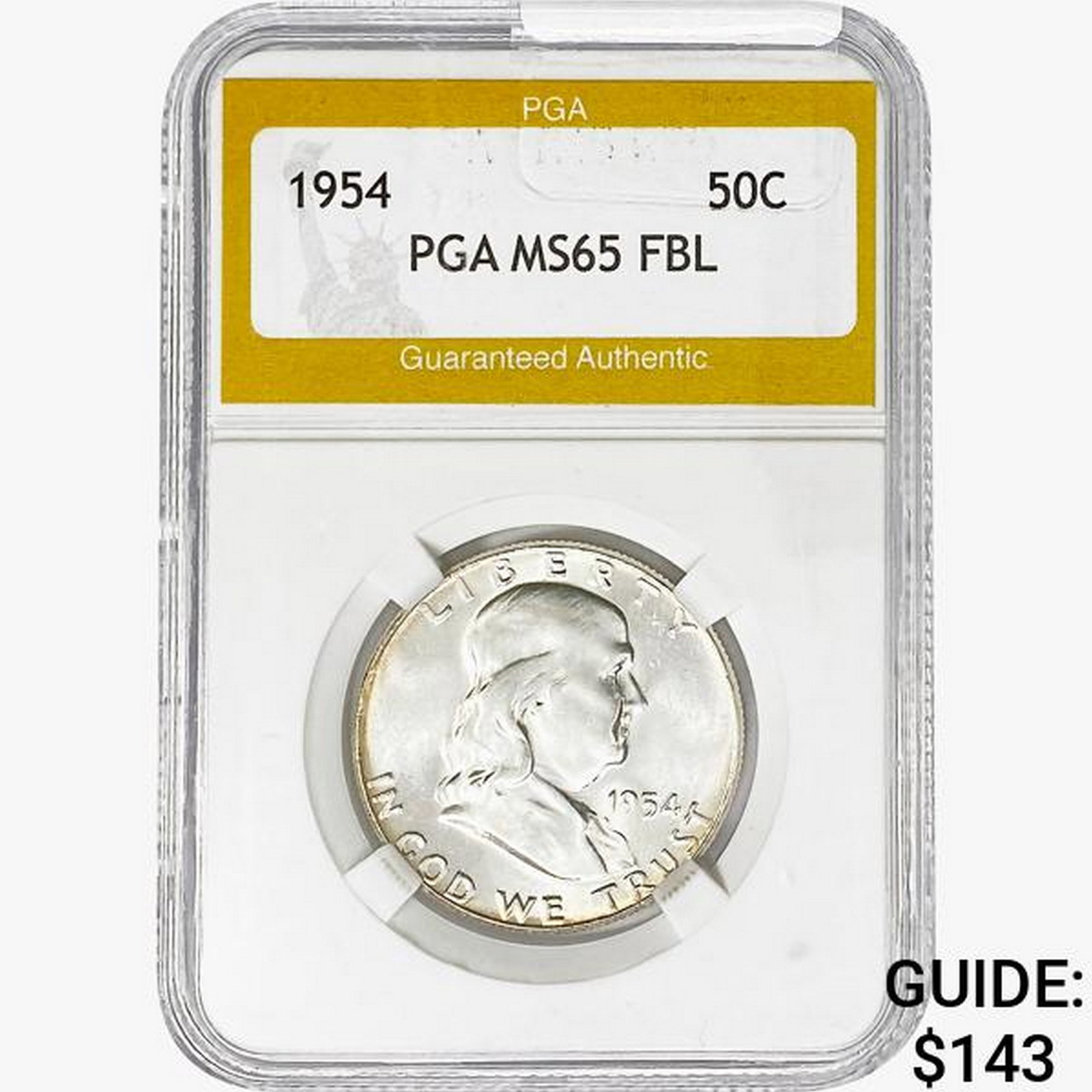 1954 Franklin Half Dollar PGA MS65 FBL: 1954 Franklin Half Dollar PGA MS65 FBL