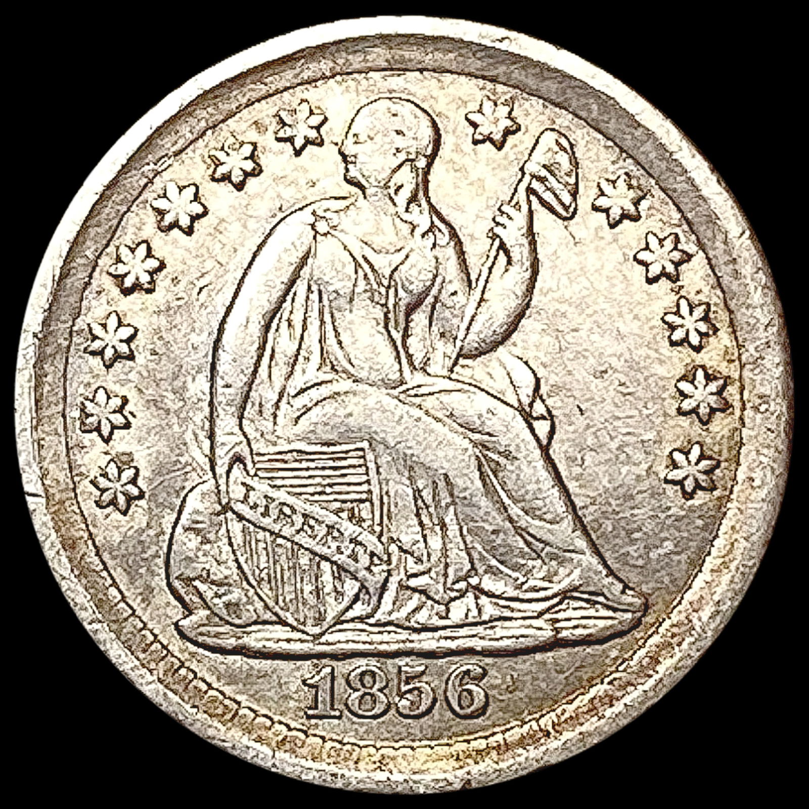 1856 Seated Liberty Half Dime CHOICE AU (1 of 2)