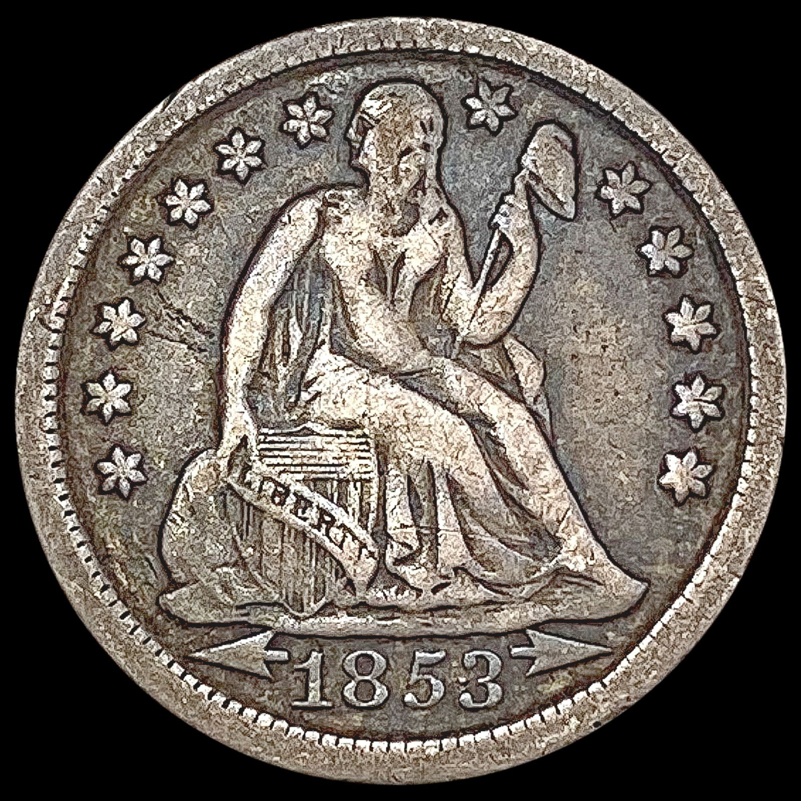 1853 Seated Liberty Dime NICELY CIRCULATED (1 of 2)