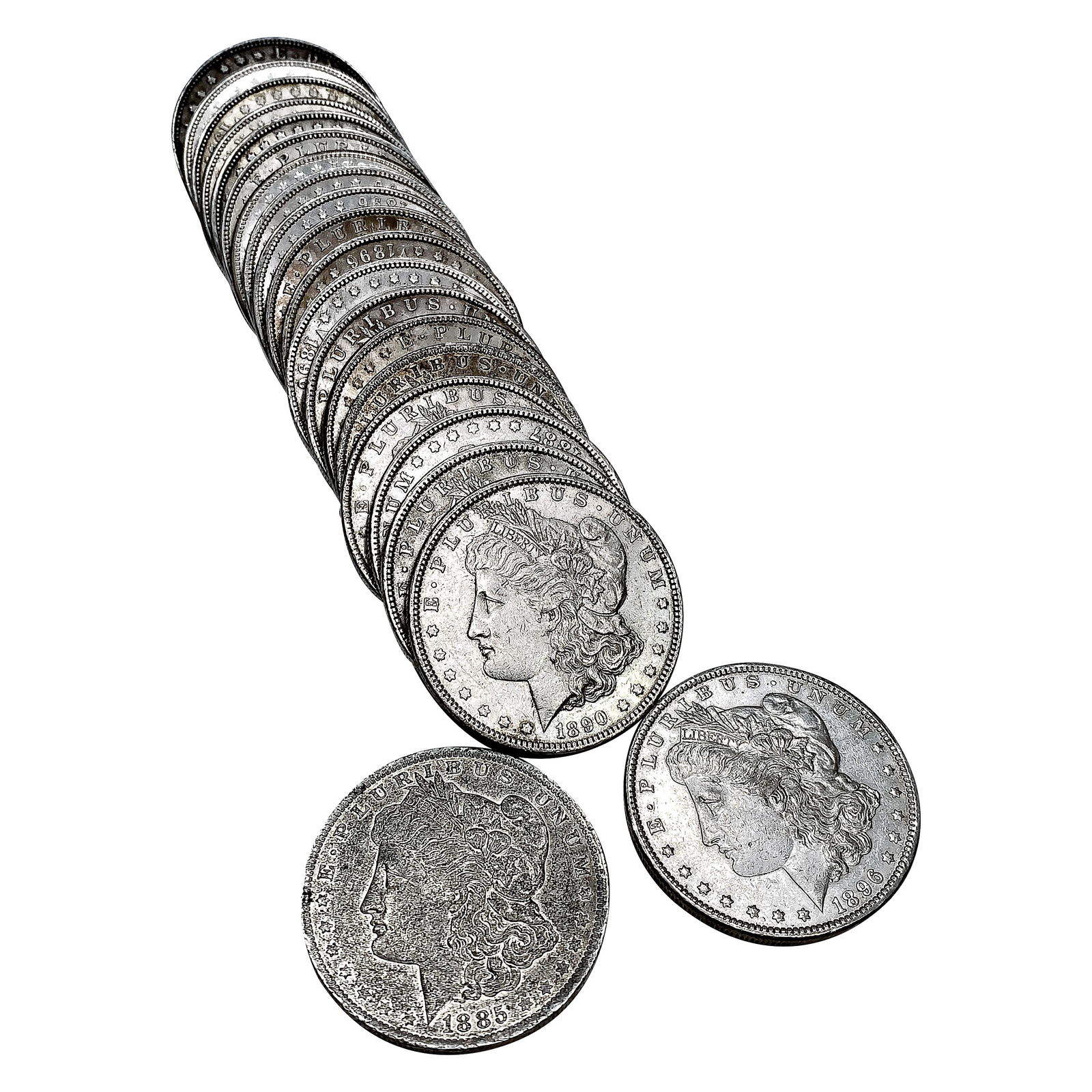 1885-1921 AU-UNC Roll of Morgan Silver Dollars [21 Coins]` (1 of 4)