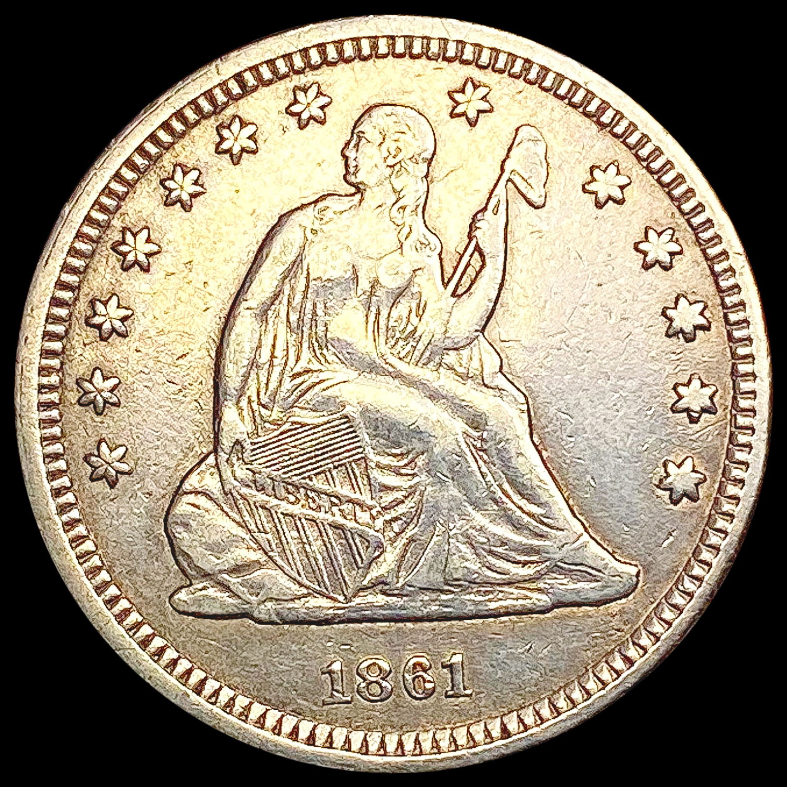 1861 Seated Liberty Quarter CLOSELY UNCIRCULATED (1 of 2)