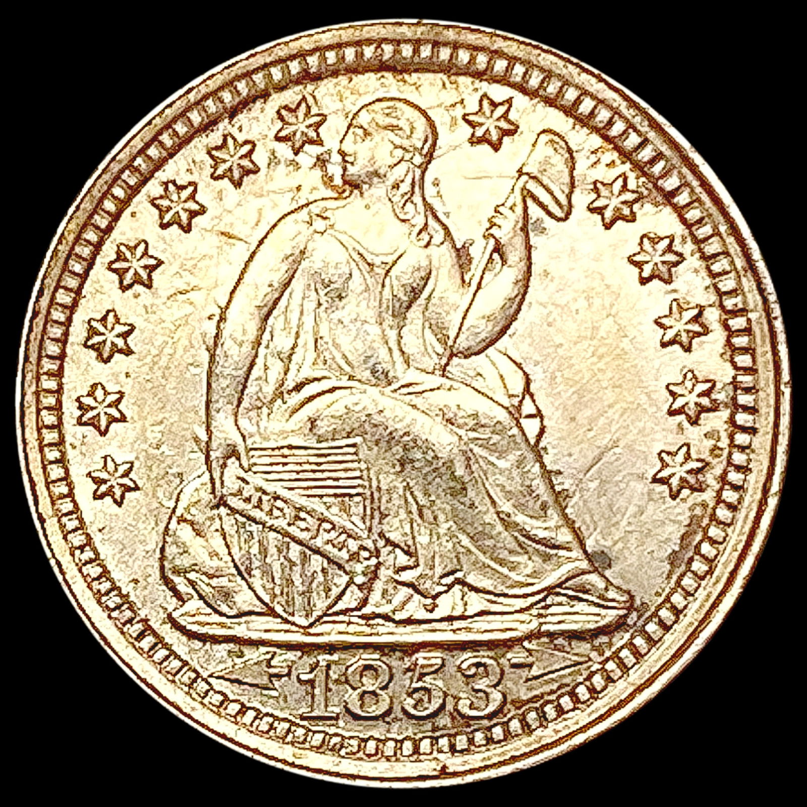1853 Seated Liberty Half Dime UNCIRCULATED (1 of 2)