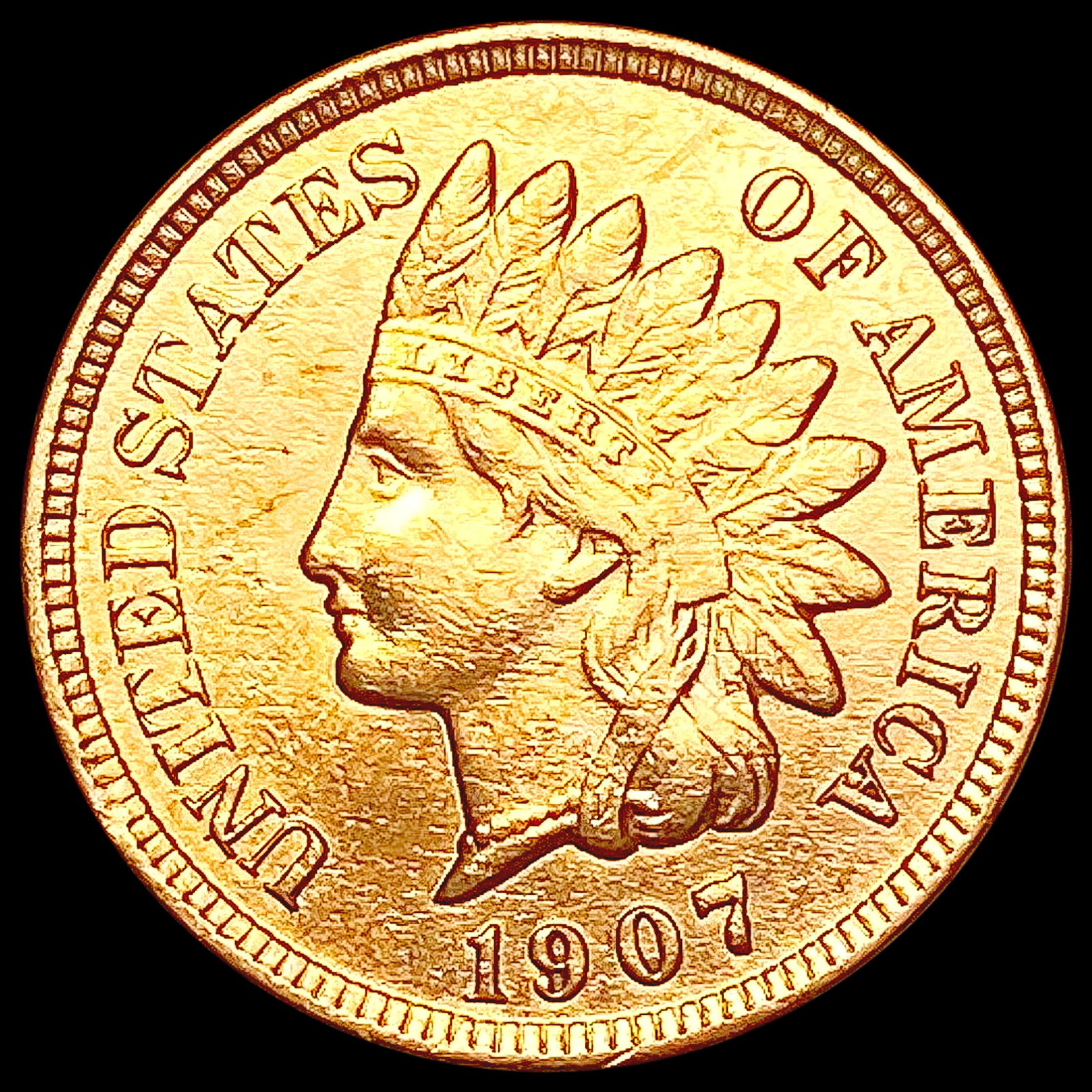1907 RED Indian Head Cent UNCIRCULATED (1 of 2)