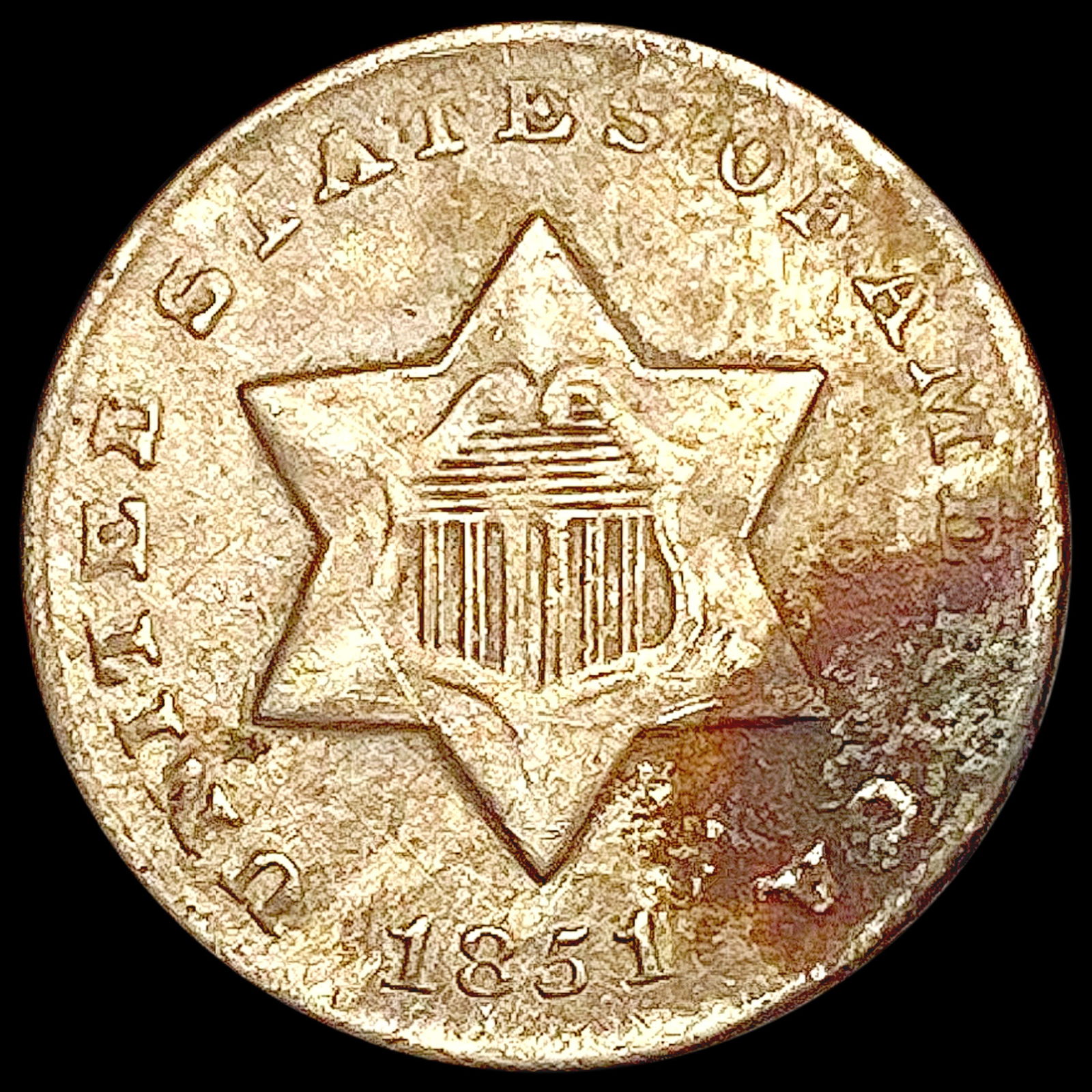 1851-O Silver Three Cent LIGHTLY CIRCULATED (1 of 2)