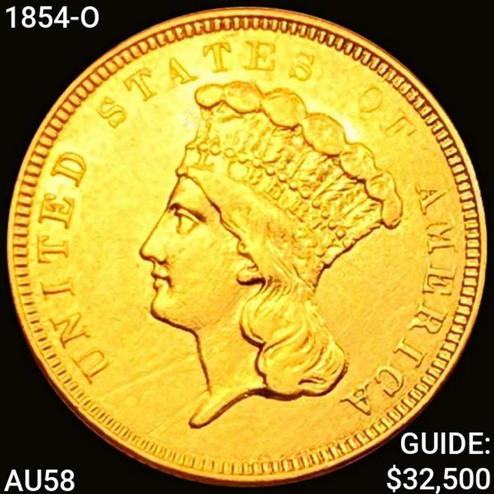 1854-O $3 Gold Piece CHOICE AU (1 of 2)