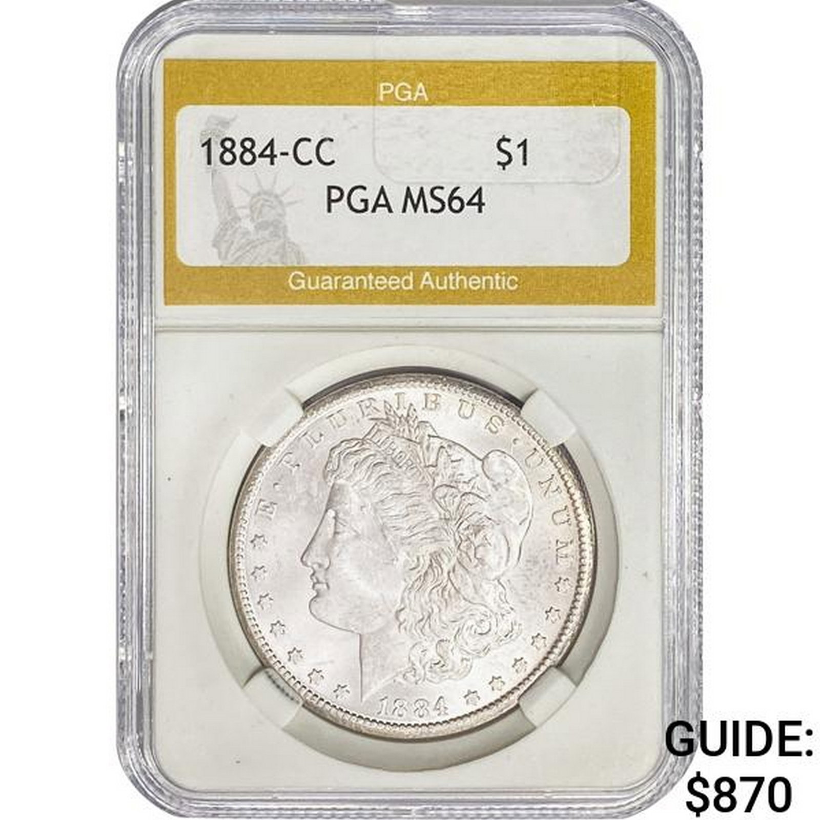 1884-CC Morgan Silver Dollar PGA MS64: 1884-CC Morgan Silver Dollar PGA MS64