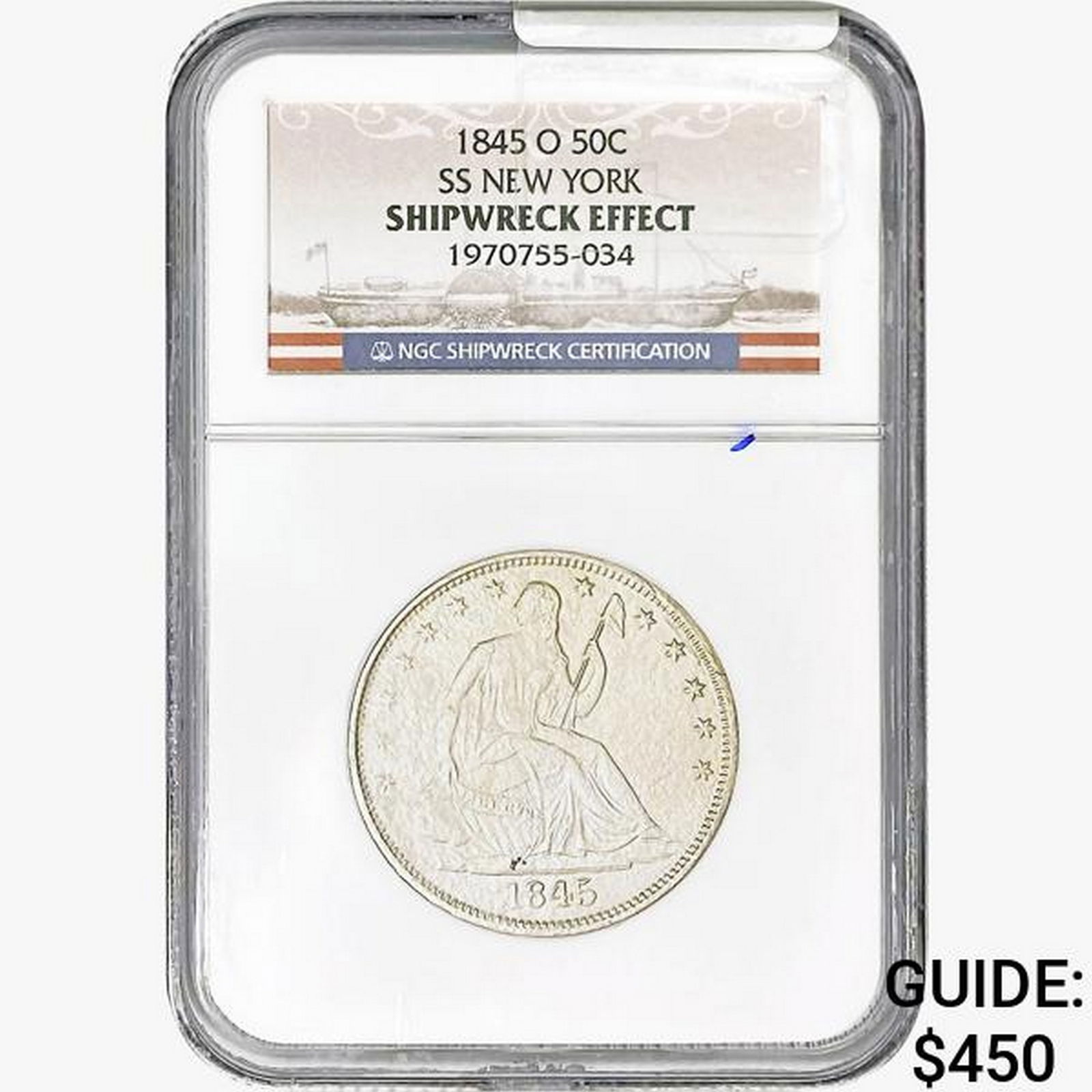 1845-O Seated Liberty Half Dollar NGC Shipwreck Effect  SS New YorK (1 of 2)