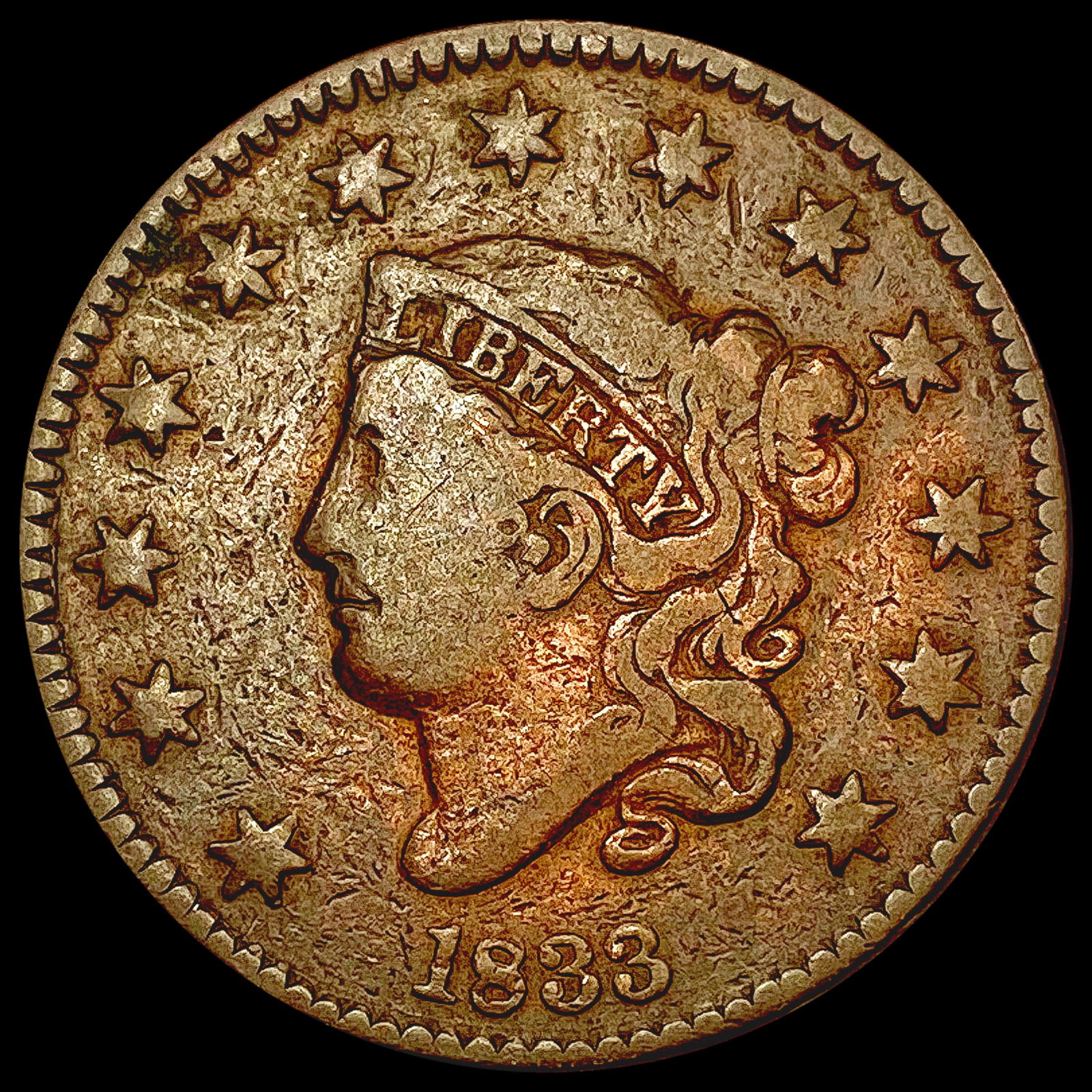 1833 Coronet Head Large Cent LIGHTLY CIRCULATED (1 of 2)