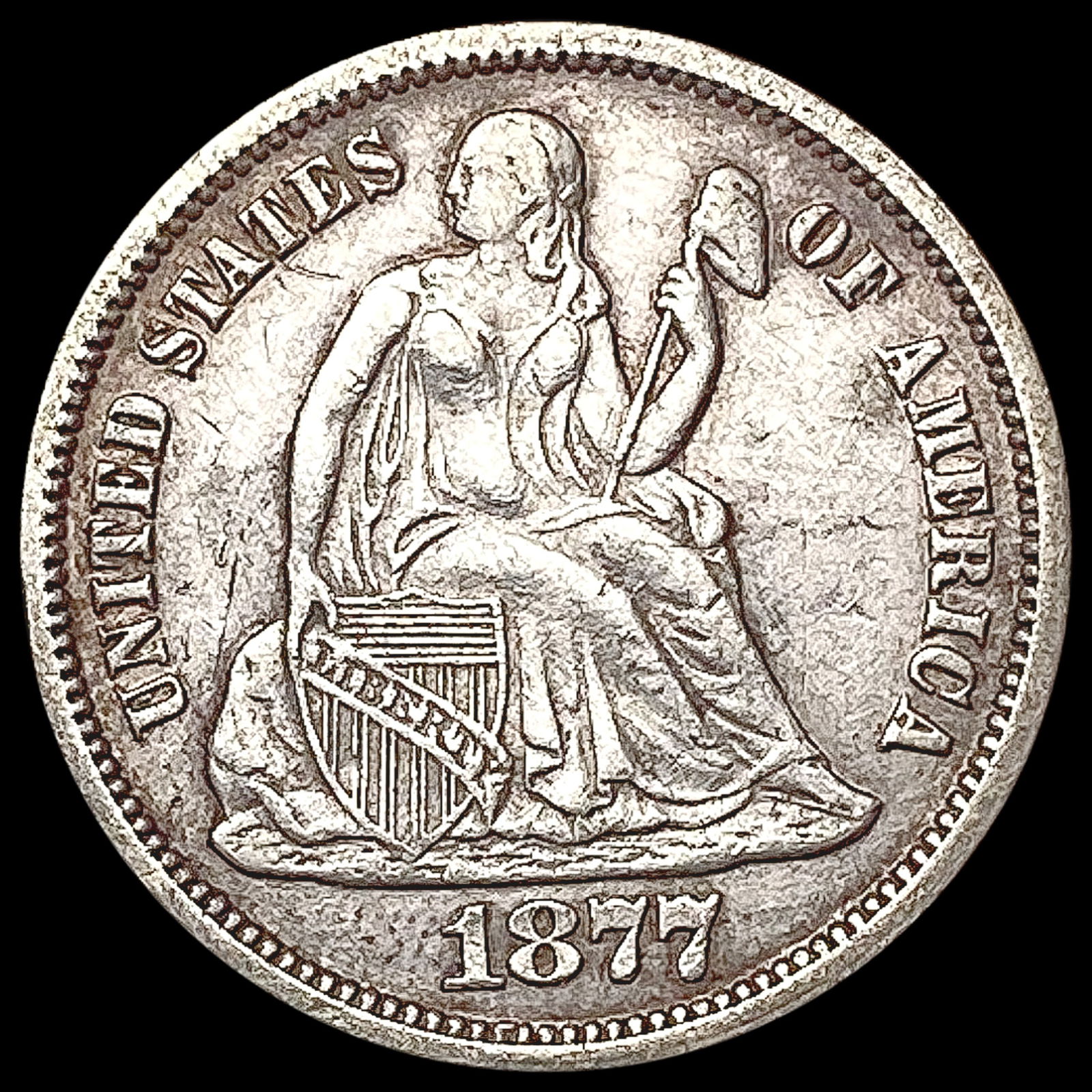 1877 Seated Liberty Dime CLOSELY UNCIRCULATED (1 of 2)