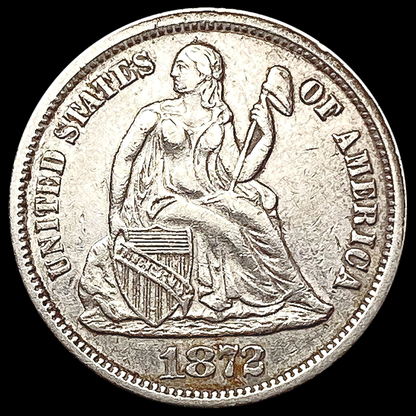 1872 Seated Liberty Dime CLOSELY UNCIRCULATED (1 of 2)