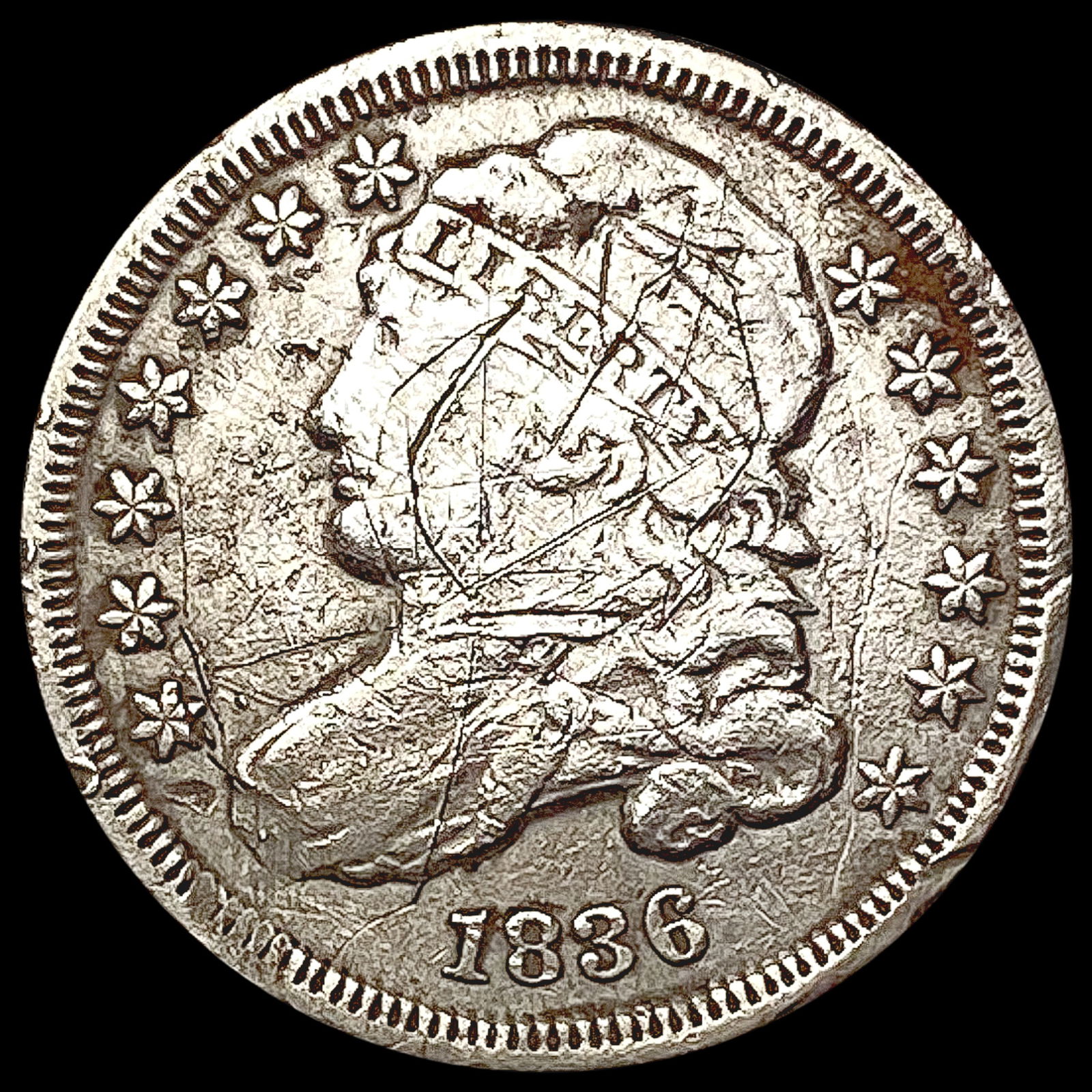 1836 Capped Bust Dime NICELY CIRCULATED (1 of 2)