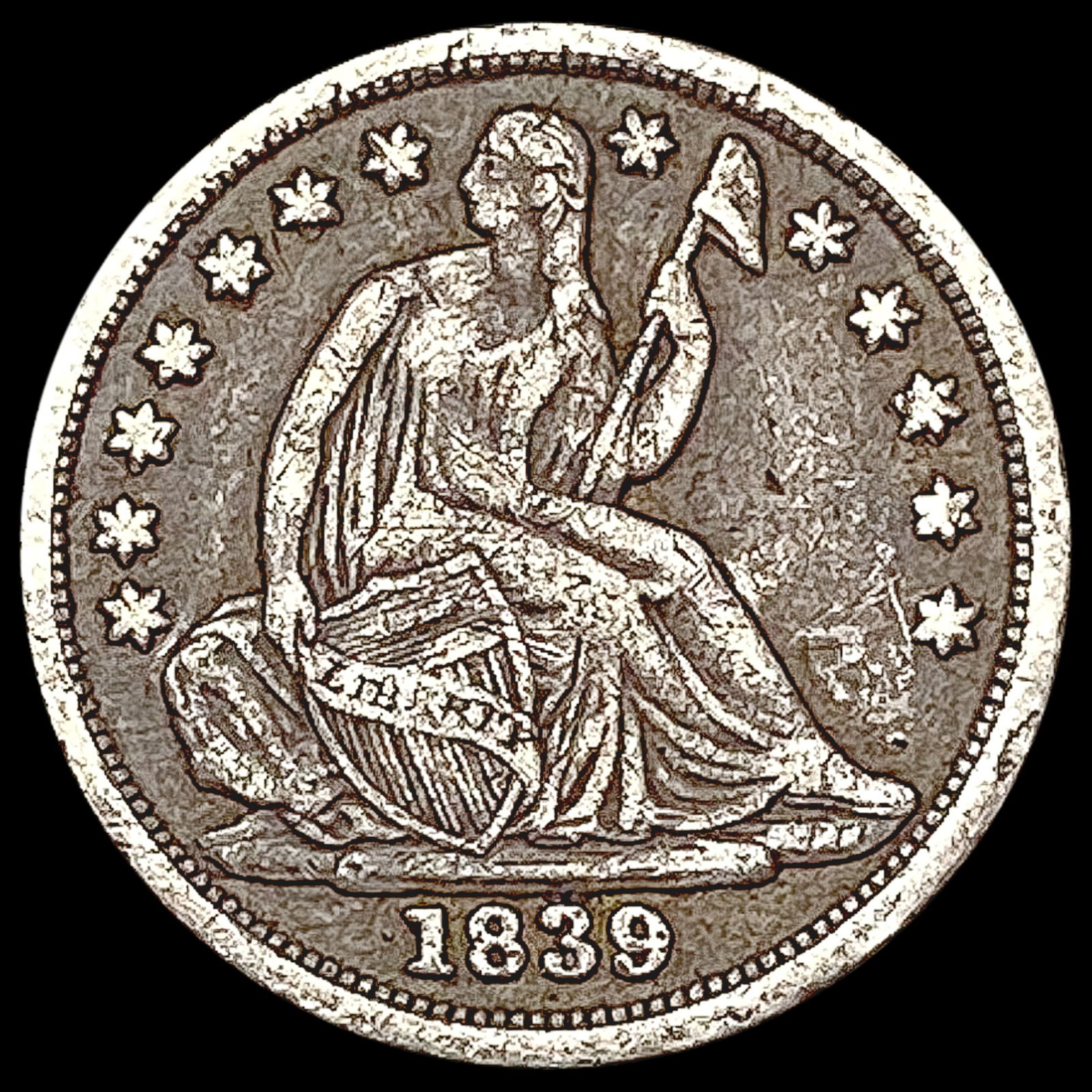 1839 Seated Liberty Half Dime LIGHTLY CIRCULATED (1 of 2)