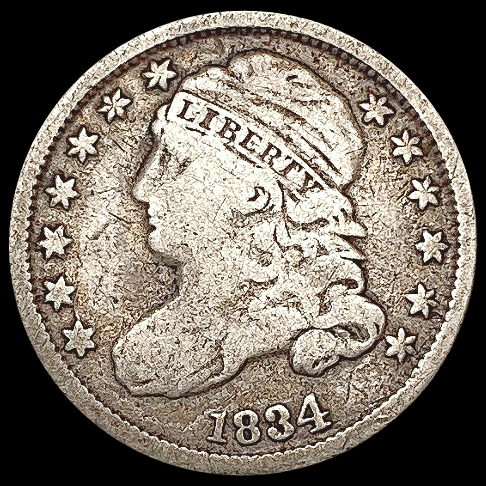 1834 Capped Bust Dime NICELY CIRCULATED (1 of 2)