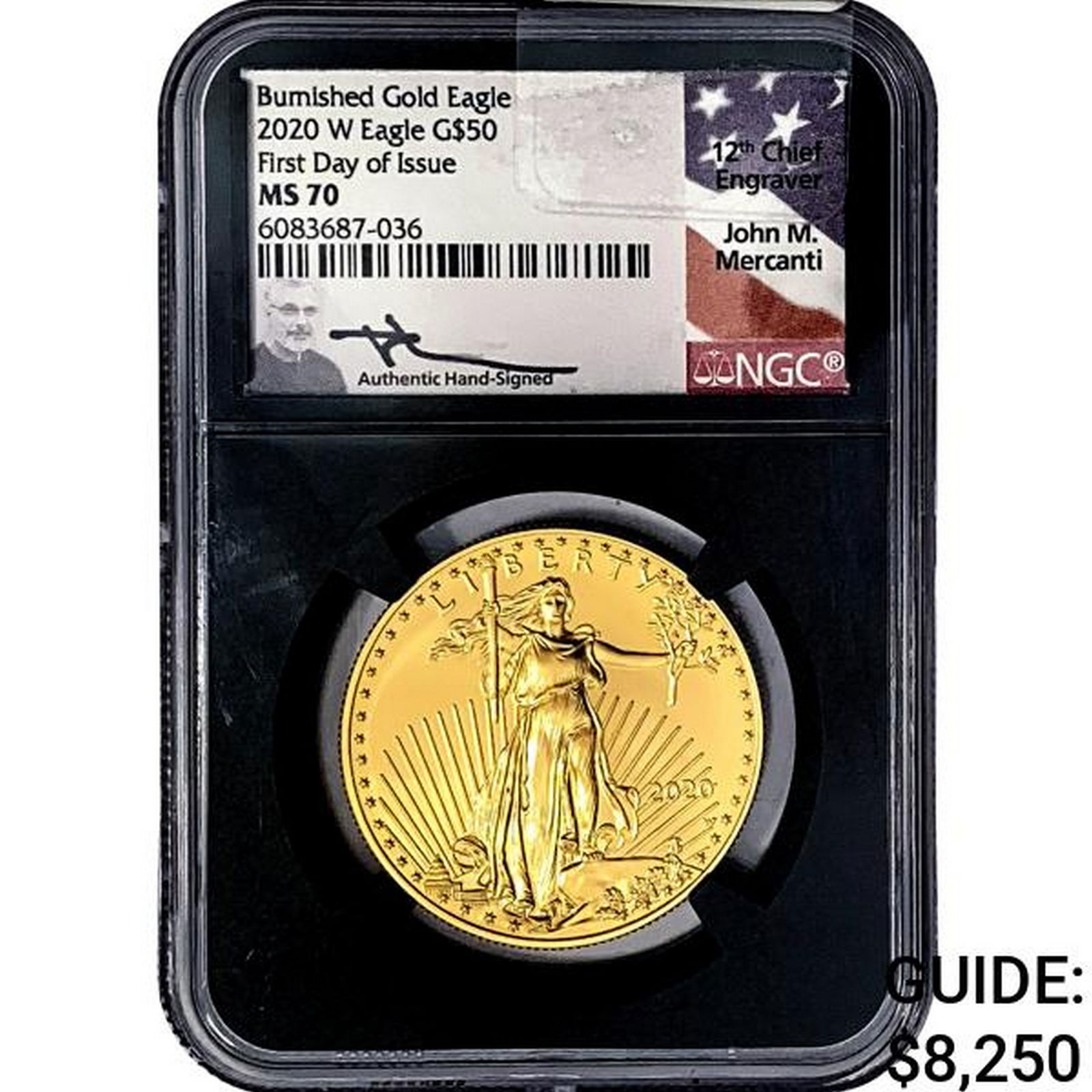 2020-W 1oz $50 BGE Mercanti Sig. FDOI NGC MS70 (1 of 2)