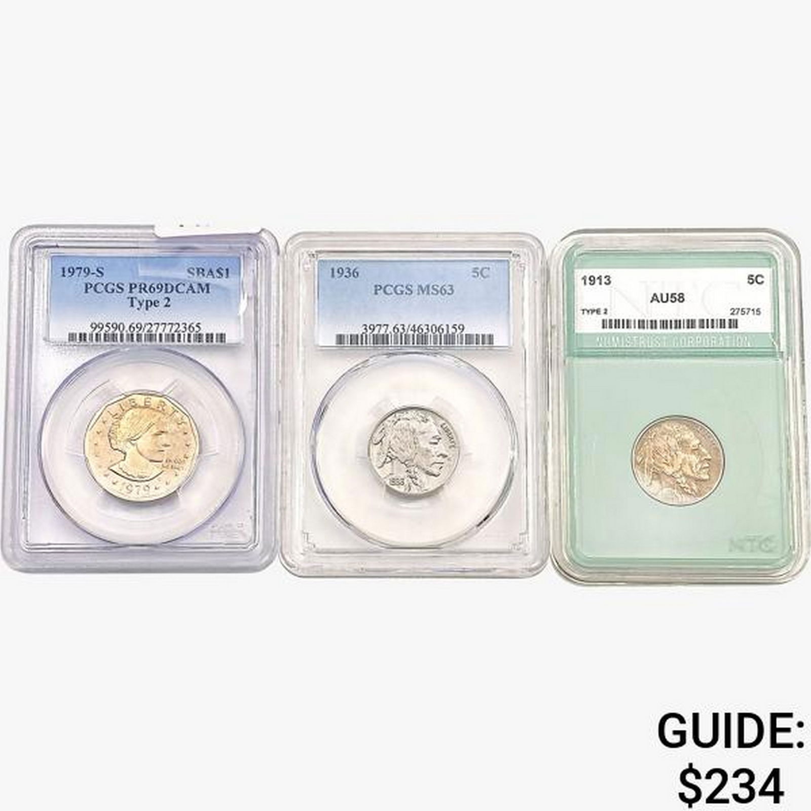 1913-1979 [3] US Varied Silver Coinage PCGS/NTC (1 of 2)