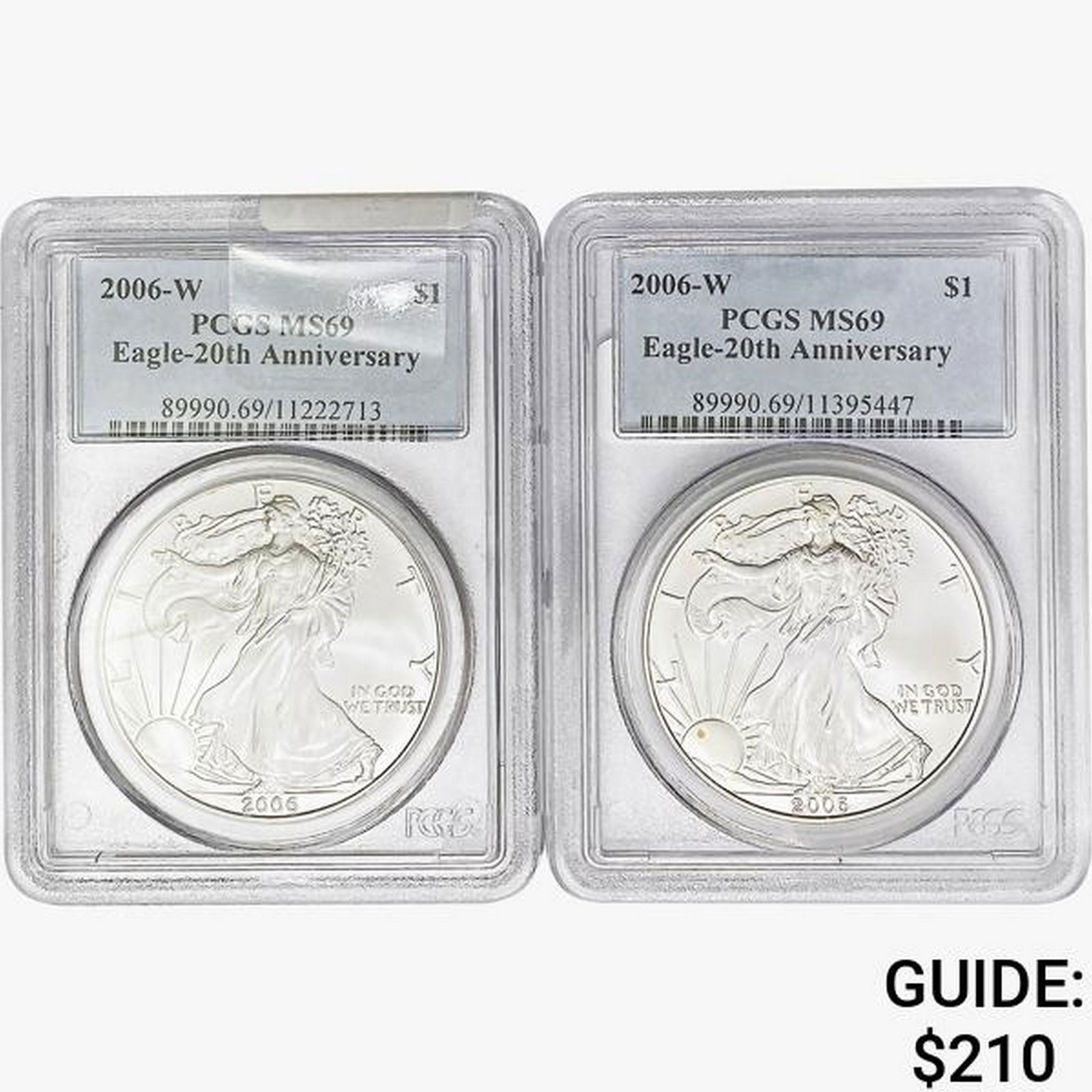 [2] 2006-W Silver Eagle PCGS MS69 20th ANNIV. (1 of 2)