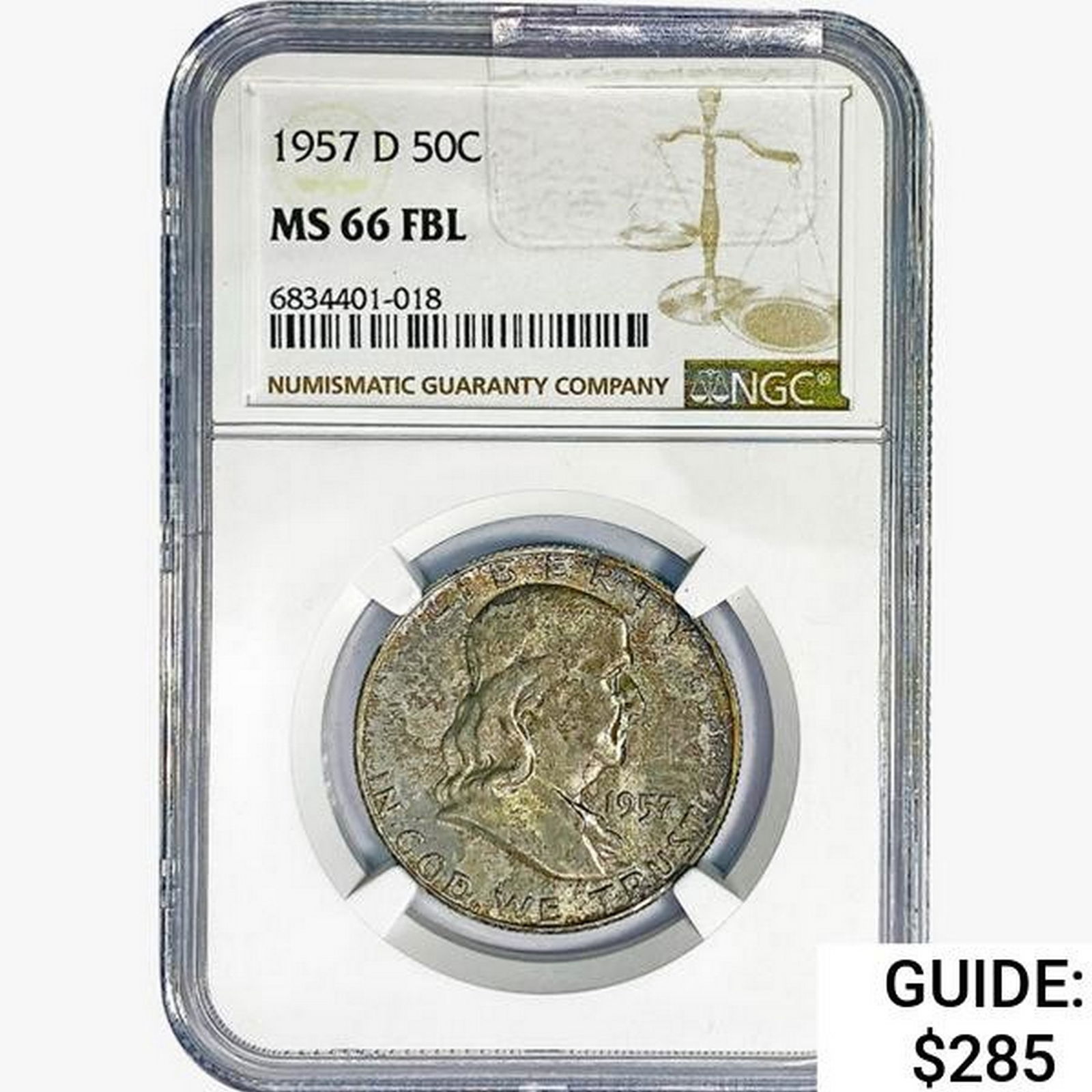 1957-D Franklin Half Dollar NGC MS66 FBL (1 of 2)