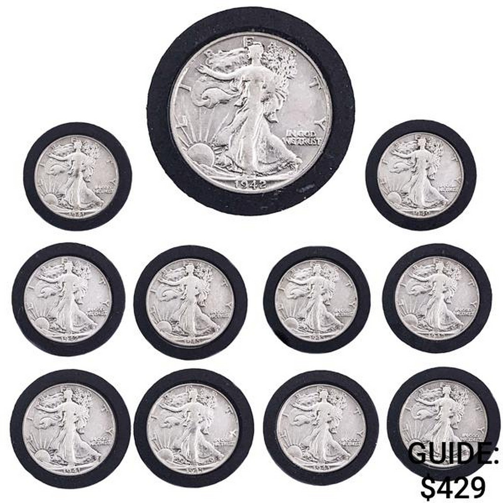 1940-1945 Varied Date Walking Lib. Half Dollars [11 Coins]: 1940-1945 Varied Date Walking Lib. Half Dollars [11 Coins]