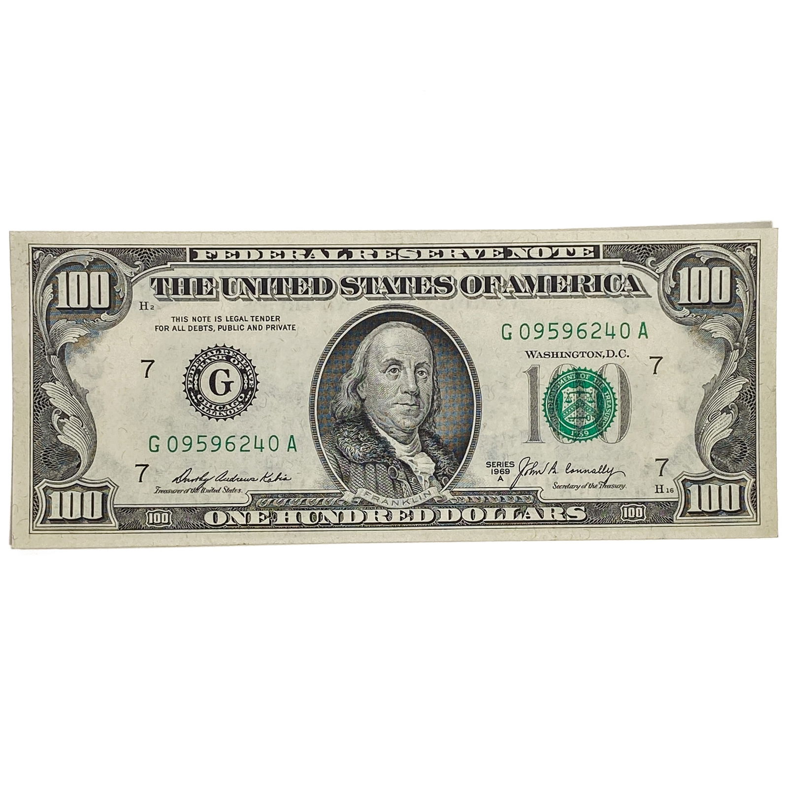 1969-A $100 ONE HUNDRED DOLLARS FRN FEDERAL RESERVE NOTE CHICAGO, IL GEM UNCIRCULATED (1 of 2)