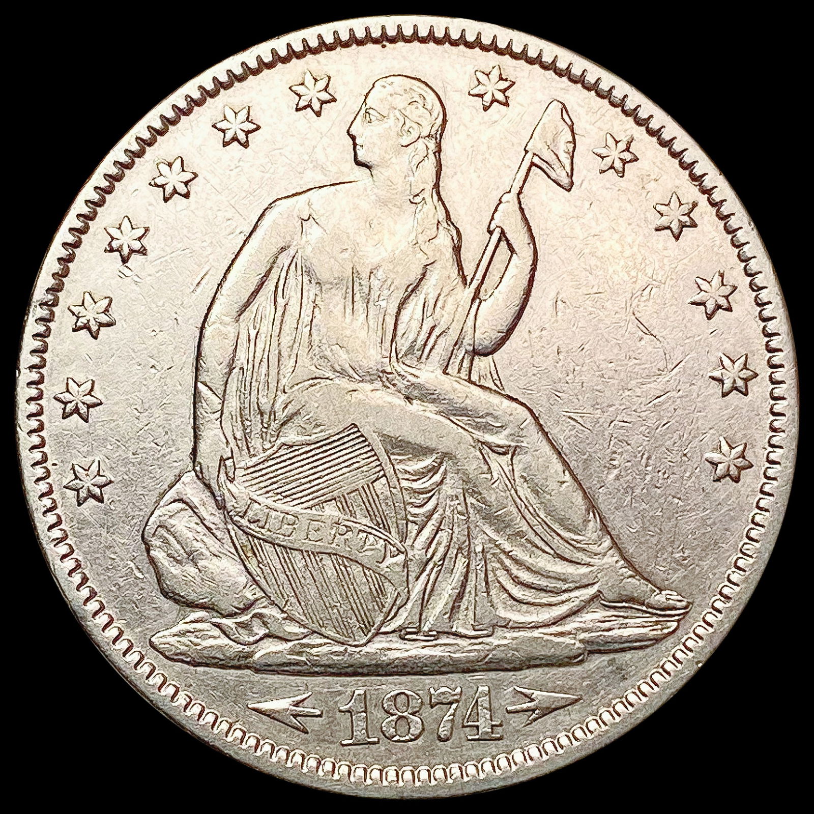 1874 Seated Liberty Half Dollar CHOICE AU (1 of 2)