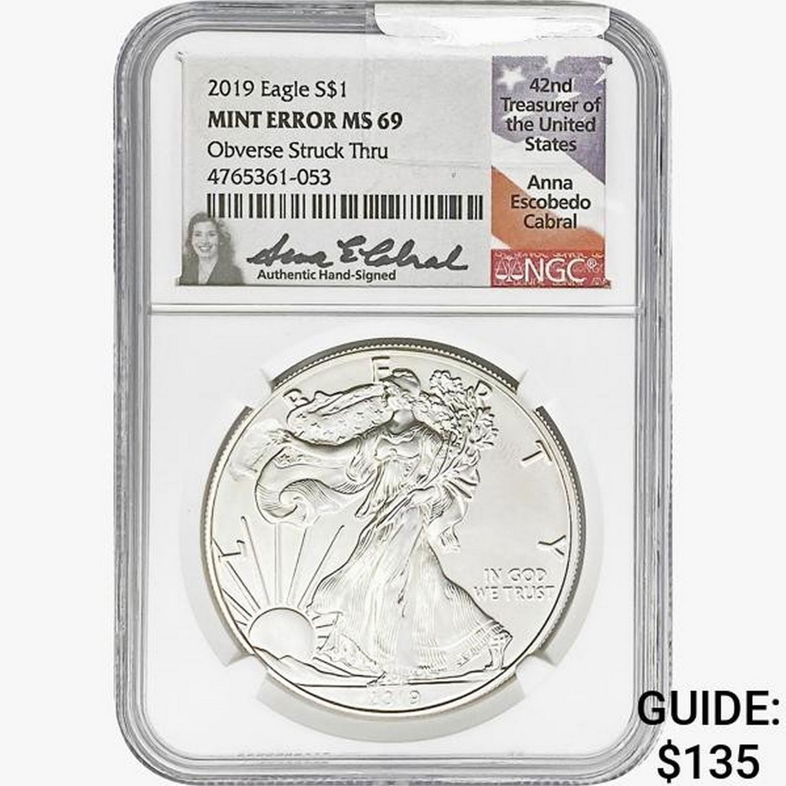2019 Silver Eagle NGC MS69 Mint Error (1 of 2)