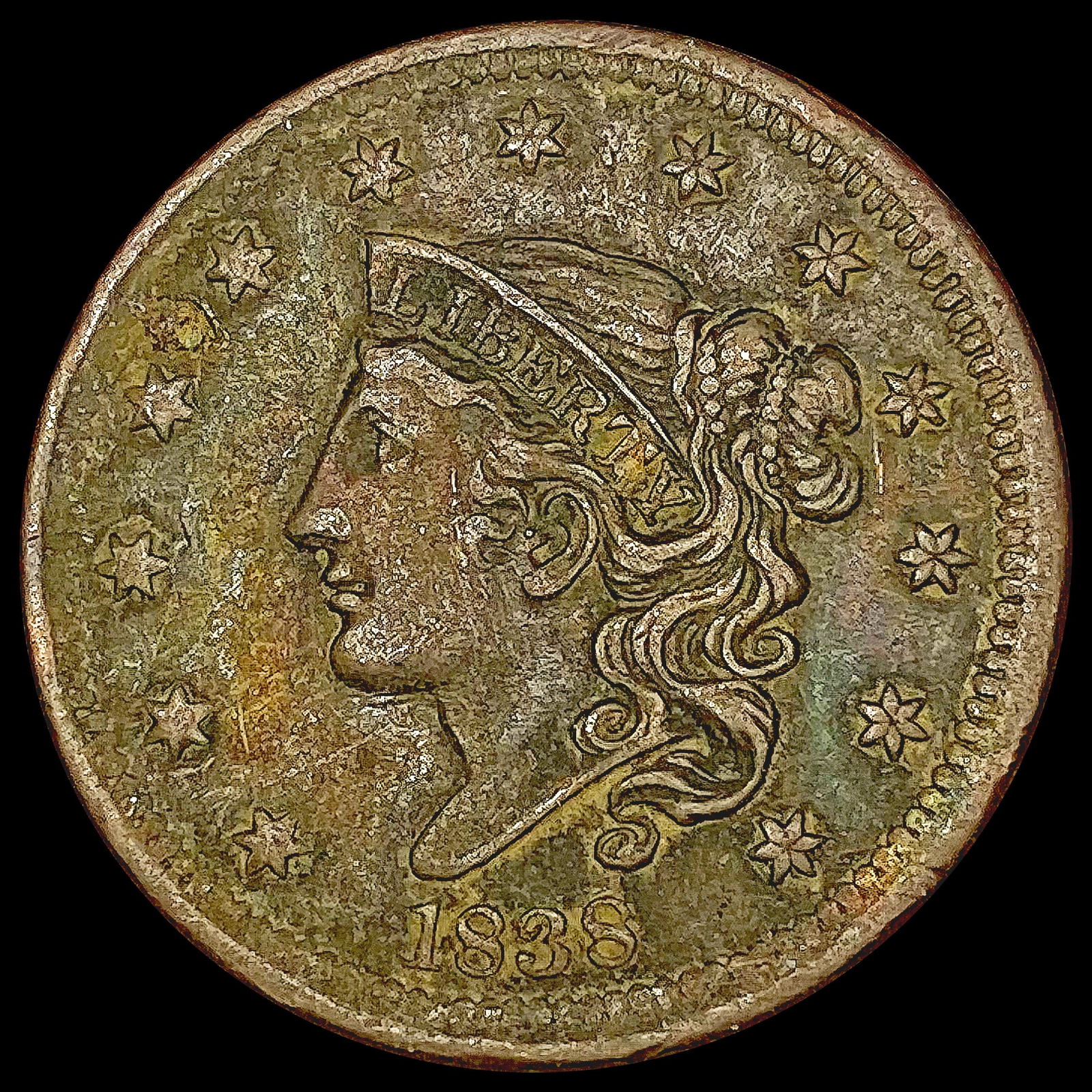 1838 Coronet Head Large Cent LIGHTLY CIRCULATED (1 of 2)