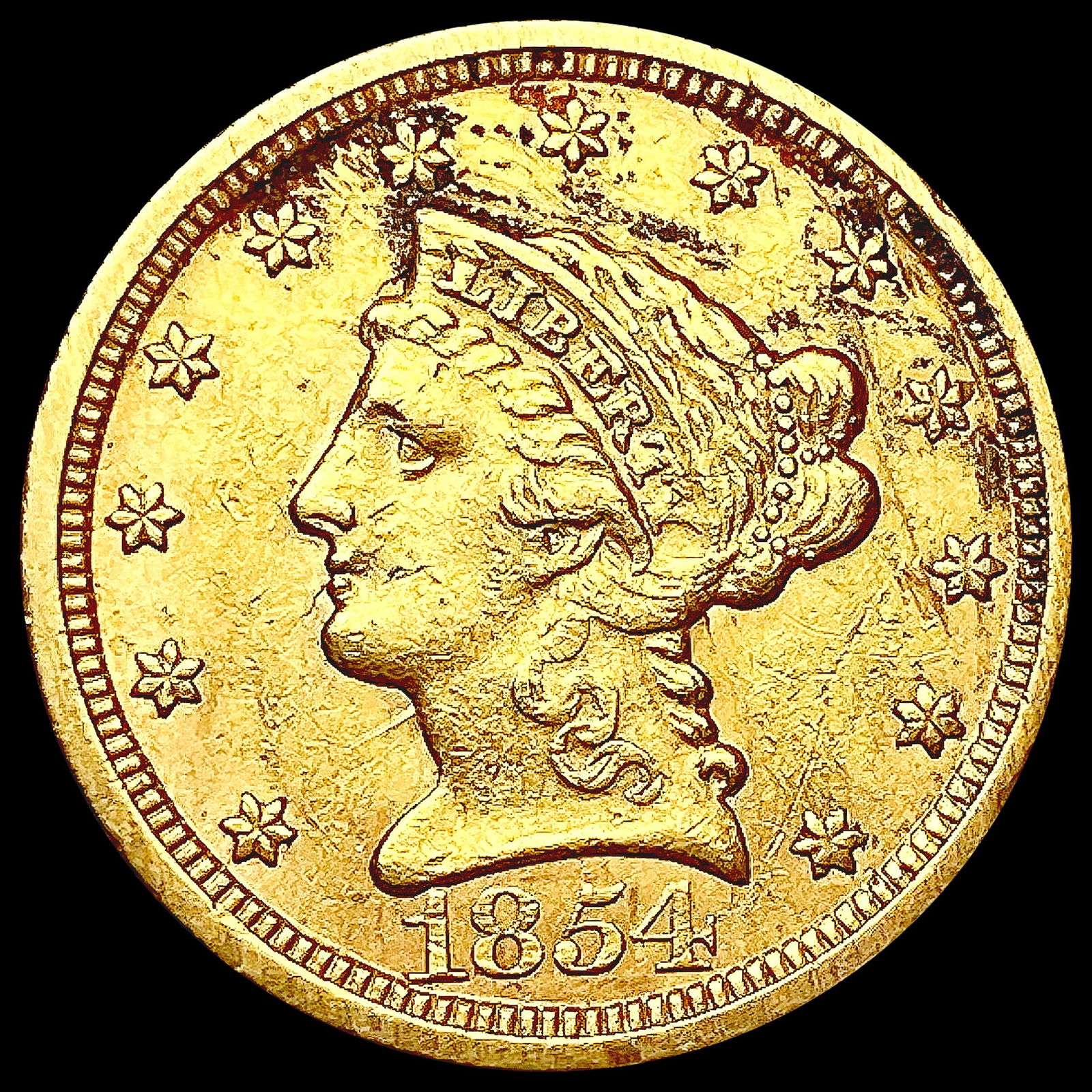 1854 $3 Gold Piece CLOSELY UNCIRCULATED (1 of 2)