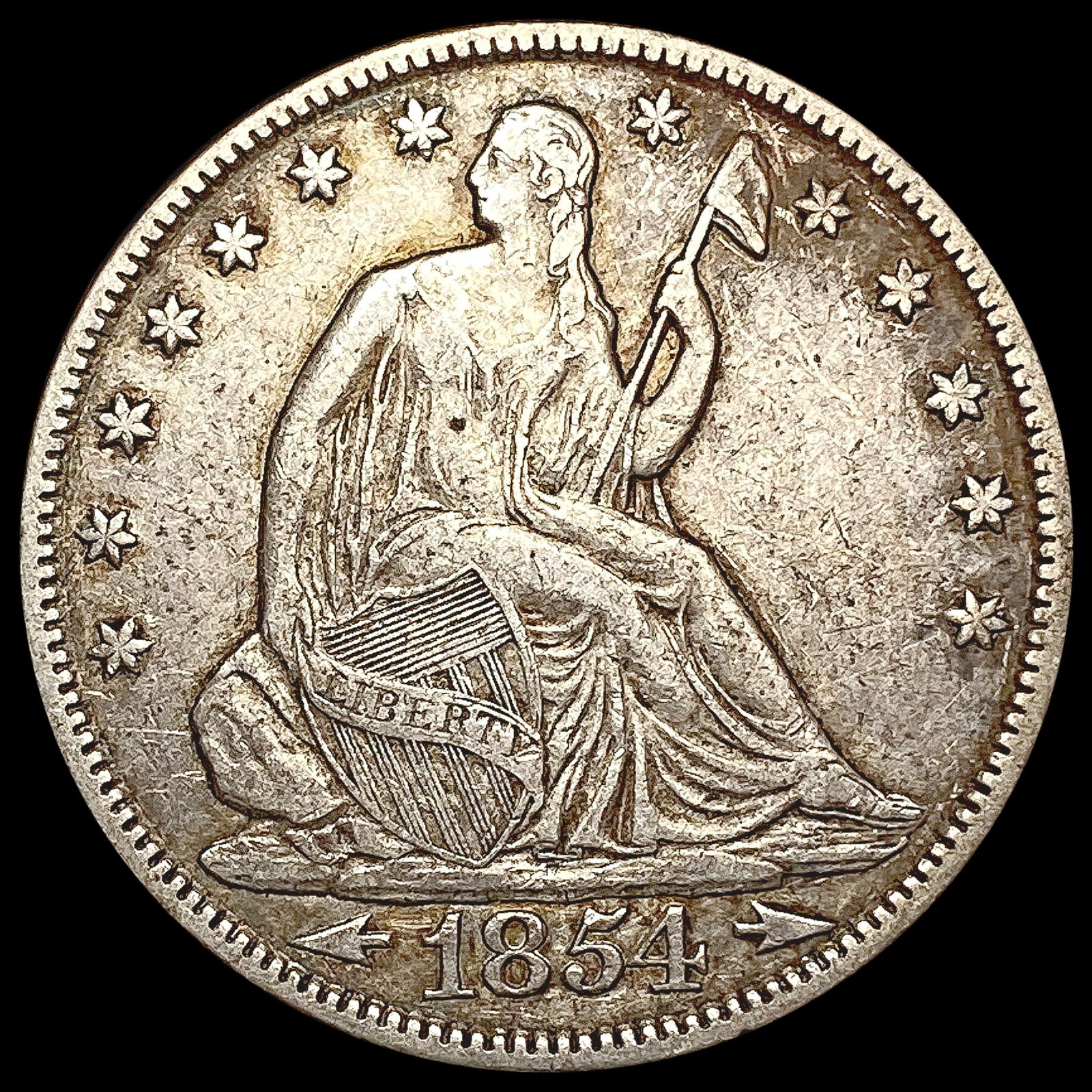 1854 Arrows Seated Liberty Half Dollar NEARLY UNCIRCULATED (1 of 2)