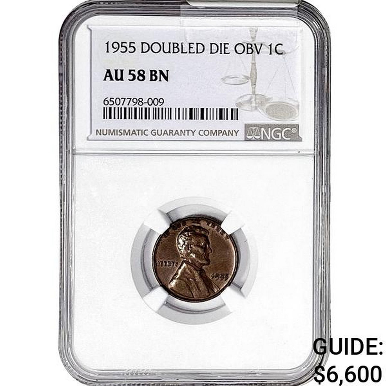 1955 Wheat Cent NGC AU58 BN DBL DIE OBV (1 of 2)