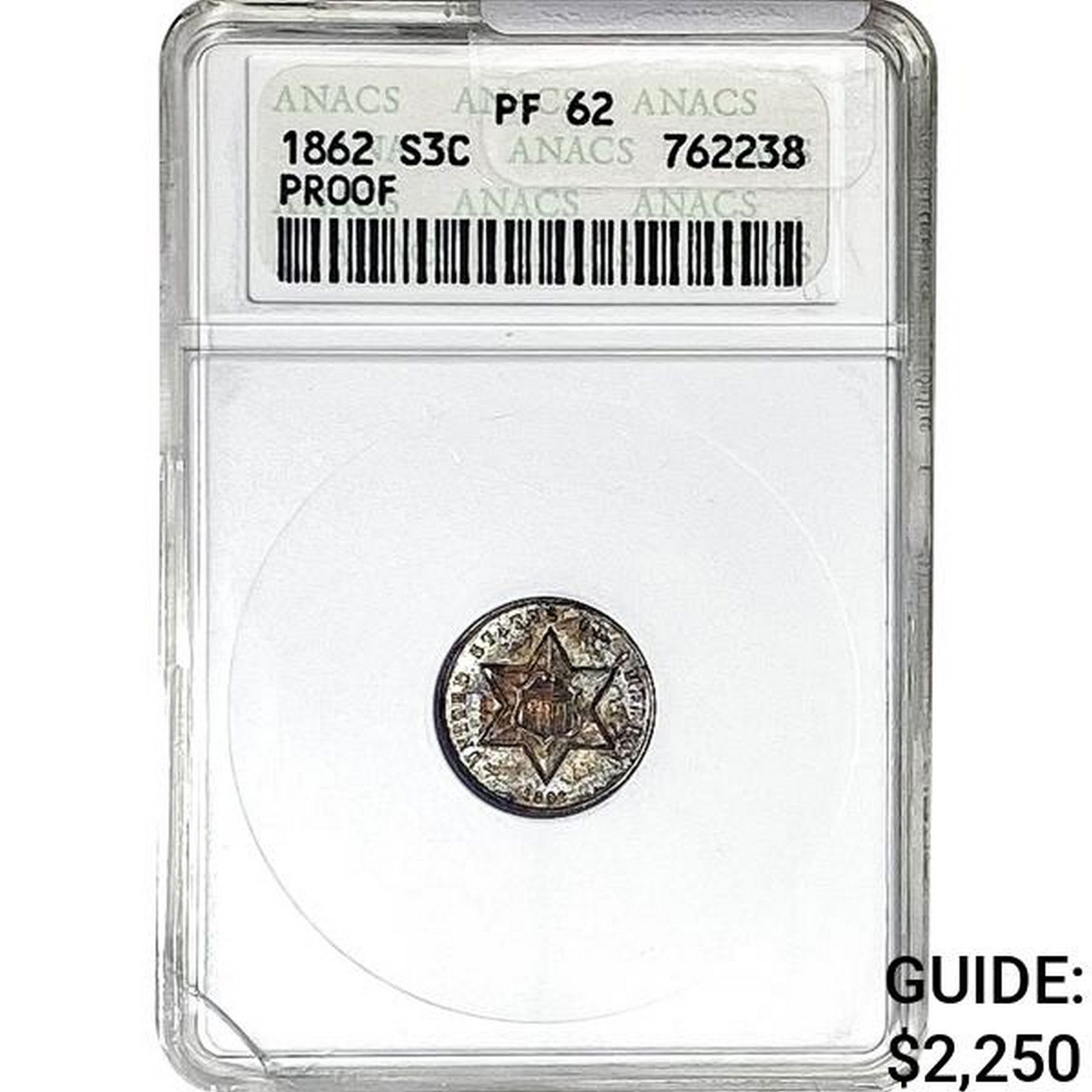 1862 Silver Three Cent ANACS PF62 (1 of 2)