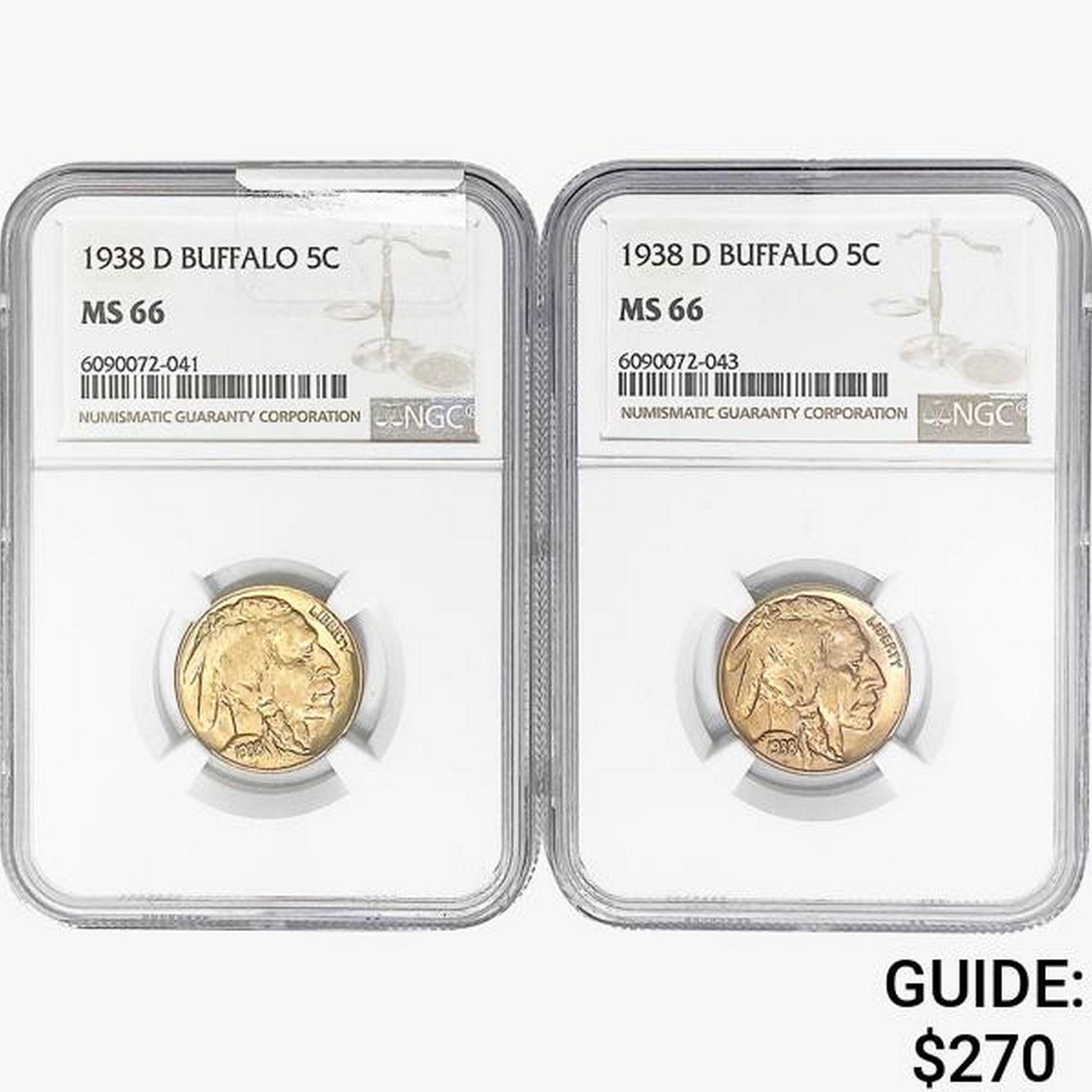 [2] 1938-D Buffalo Nickel NGC MS66 (1 of 2)