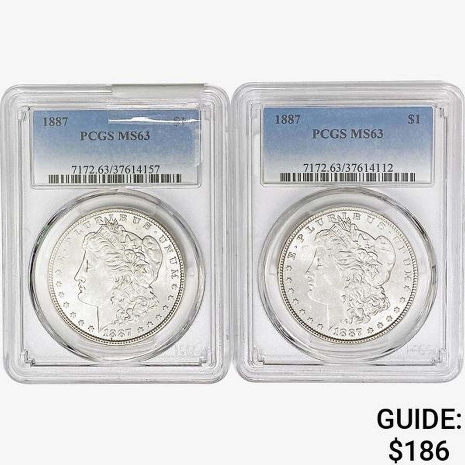 [2] 1887 Morgan Silver Dollar PCGS MS63 (1 of 2)