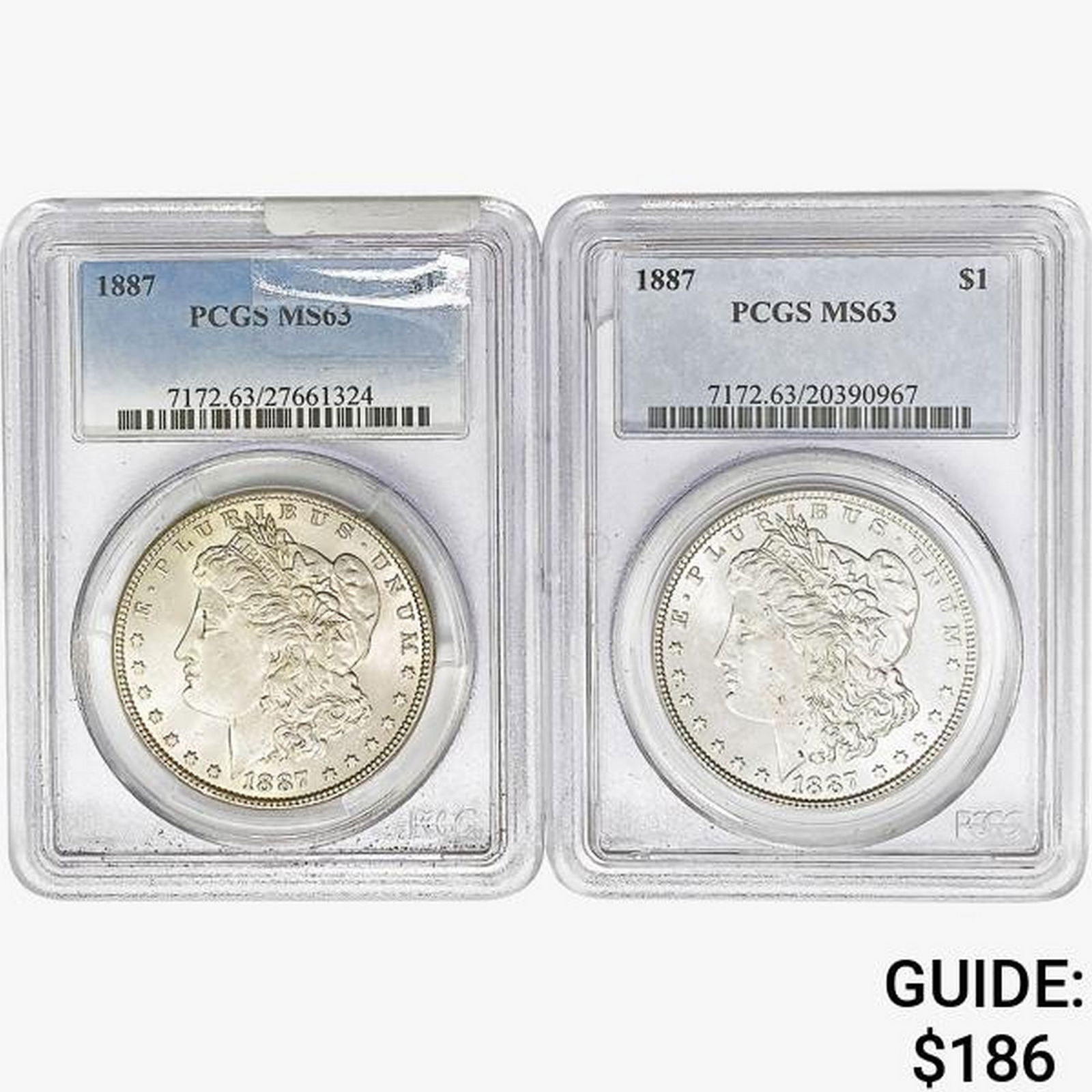 [2] 1887 Morgan Silver Dollar PCGS MS63 (1 of 2)