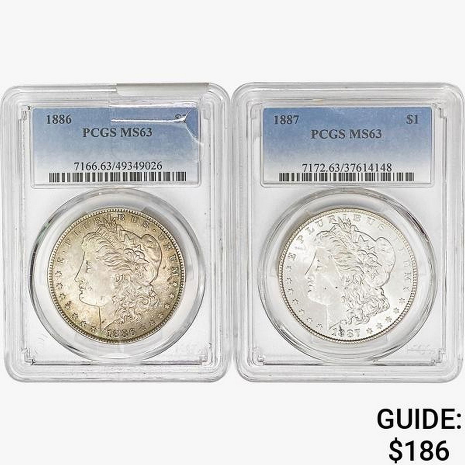 [2] 1886-1887 Morgan Silver Dollar PCGS MS63 (1 of 2)